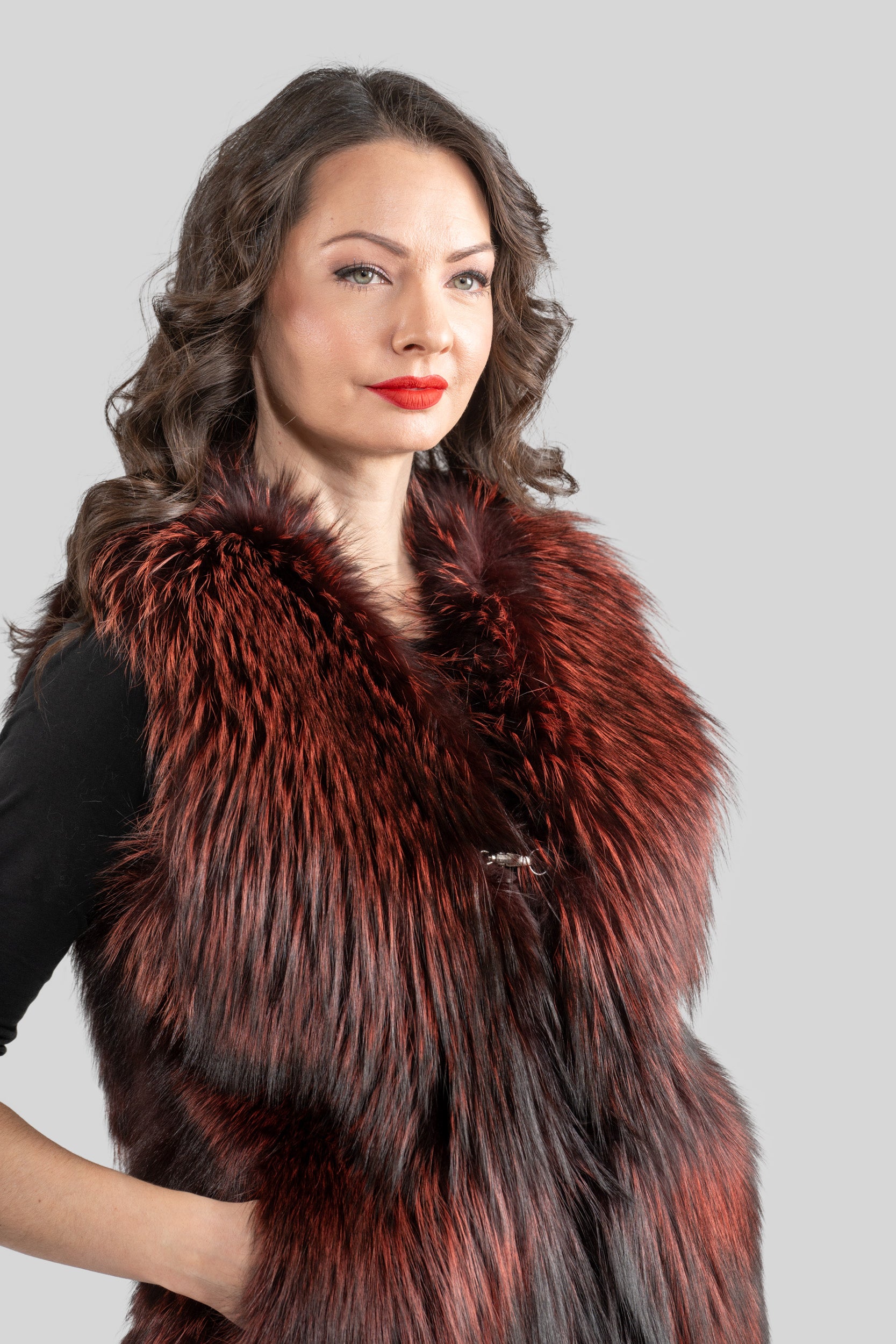 Bordeaux Fox Fur Vest ML170