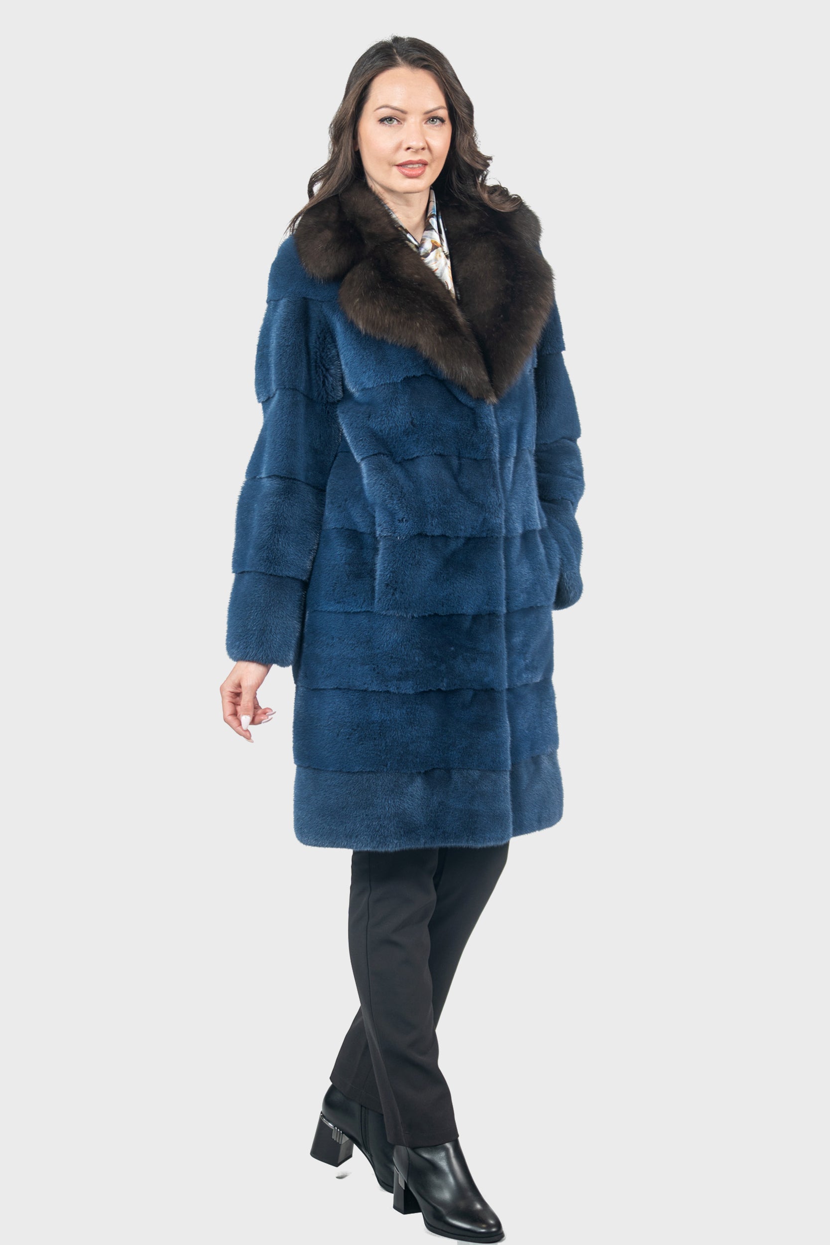 Bluejean Mink Half Coat with Russian Sable Notch Collar P/K13c530s20