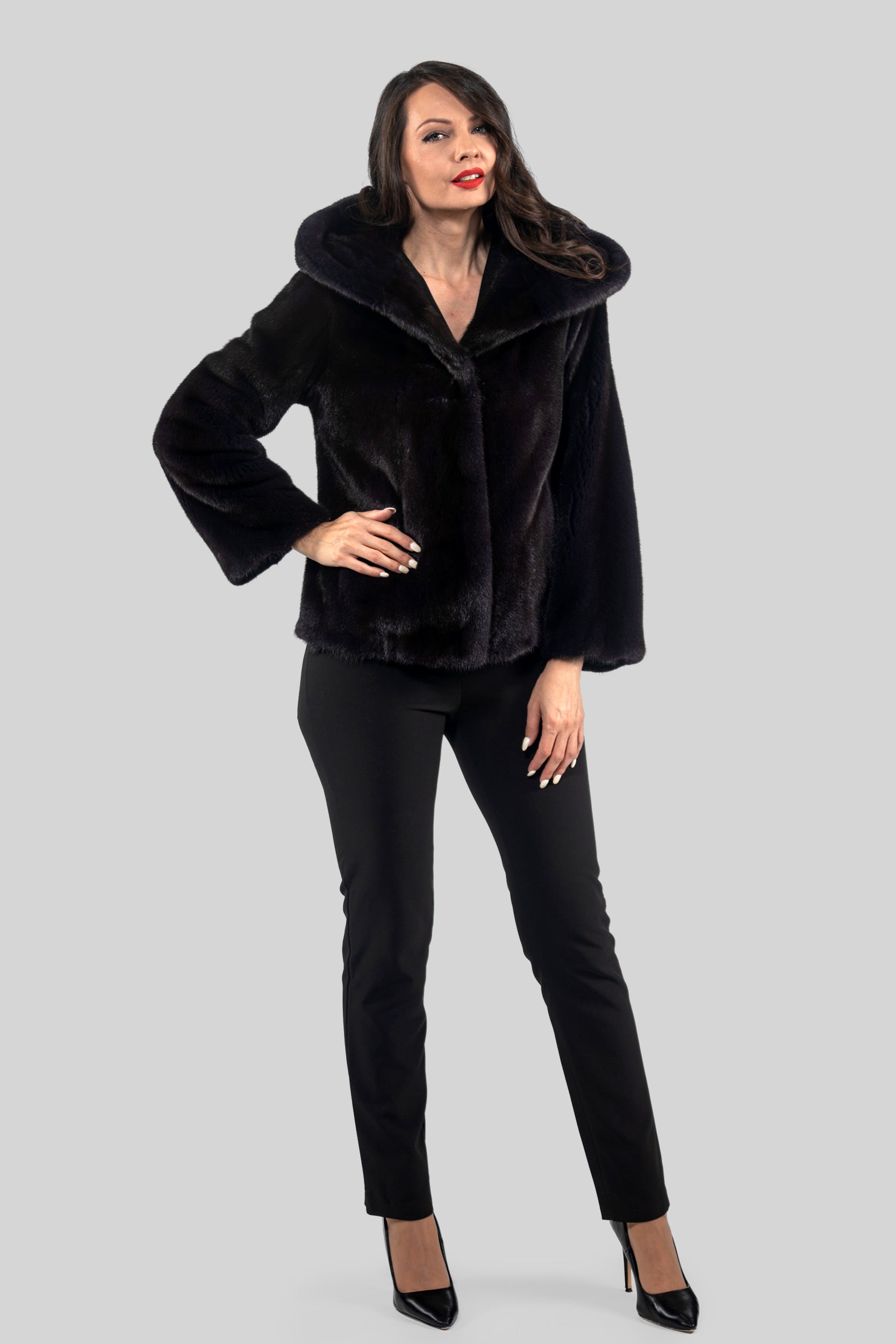 Purple Mink Jacket with Attached Hood L/O13C543H