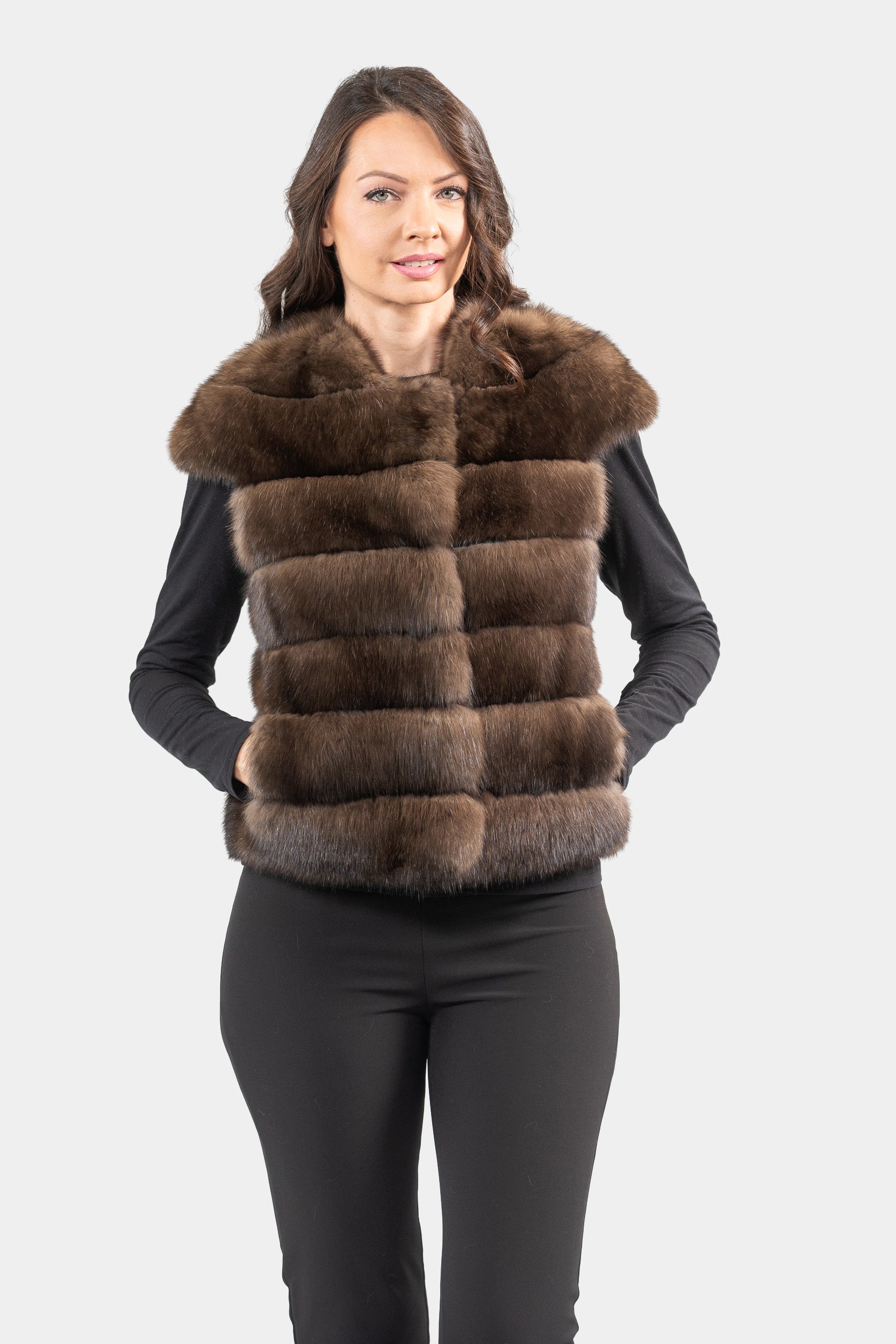 Dark Russian Sable Short Vest P/K13C529