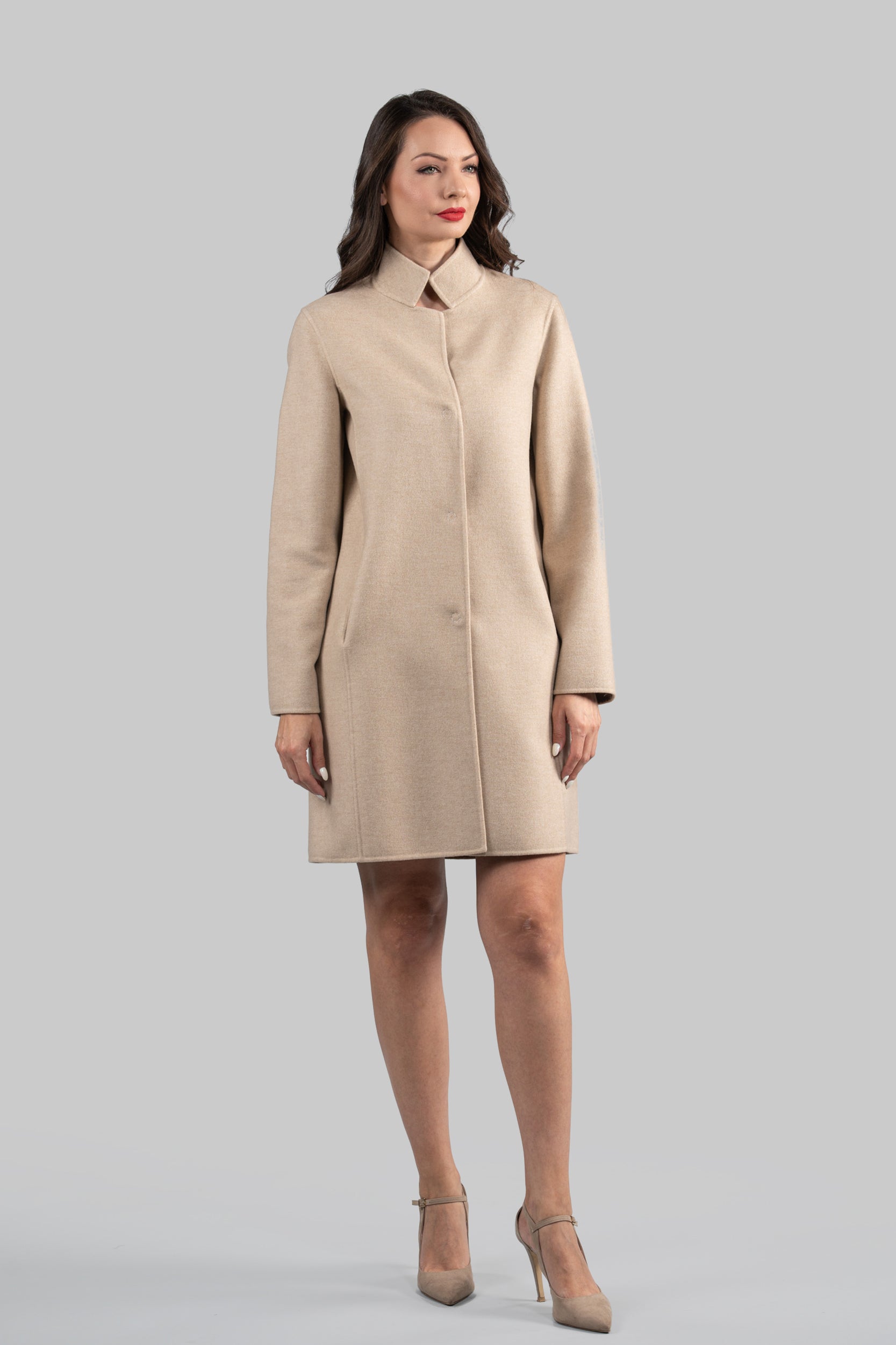 Ecru Cashmere Half Coat 17C8003