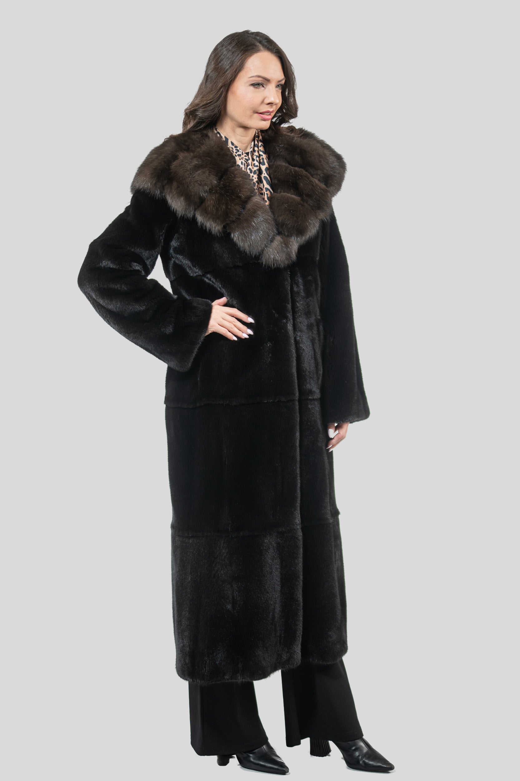 Blackgalama Mink Coat with Russian Sable Hood S/S13C540