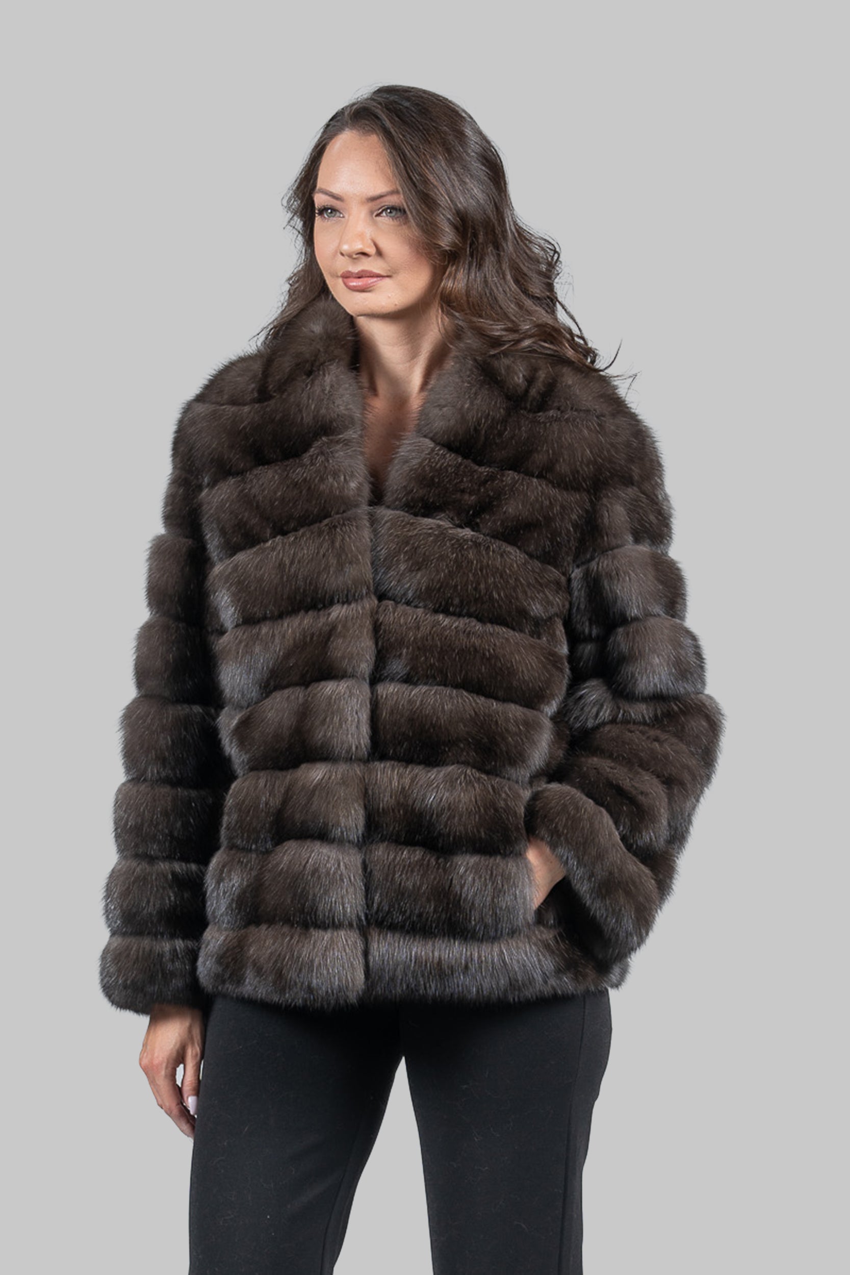 Dark Sable with Smoking Collar Jacket P/K13C528G8003