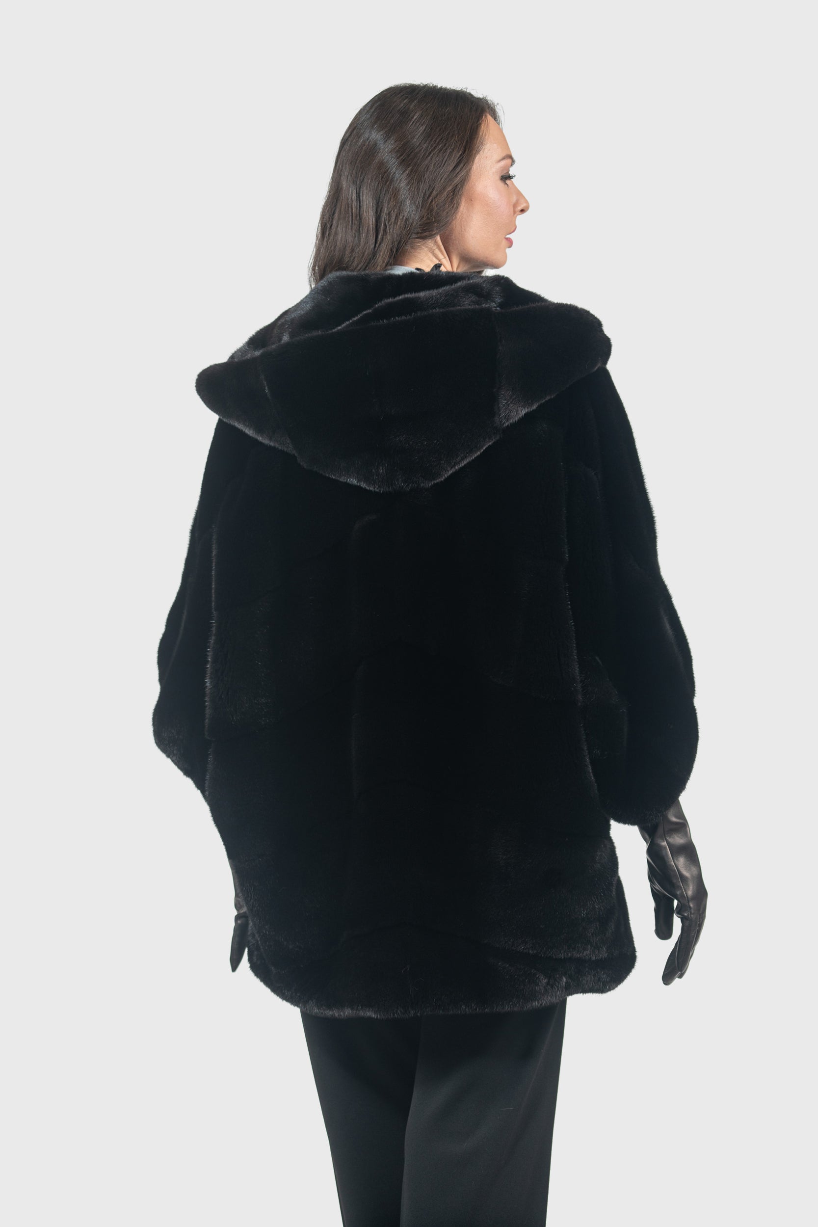 Blackglama Mink Hooded Cape Ρ/Κ13C949H