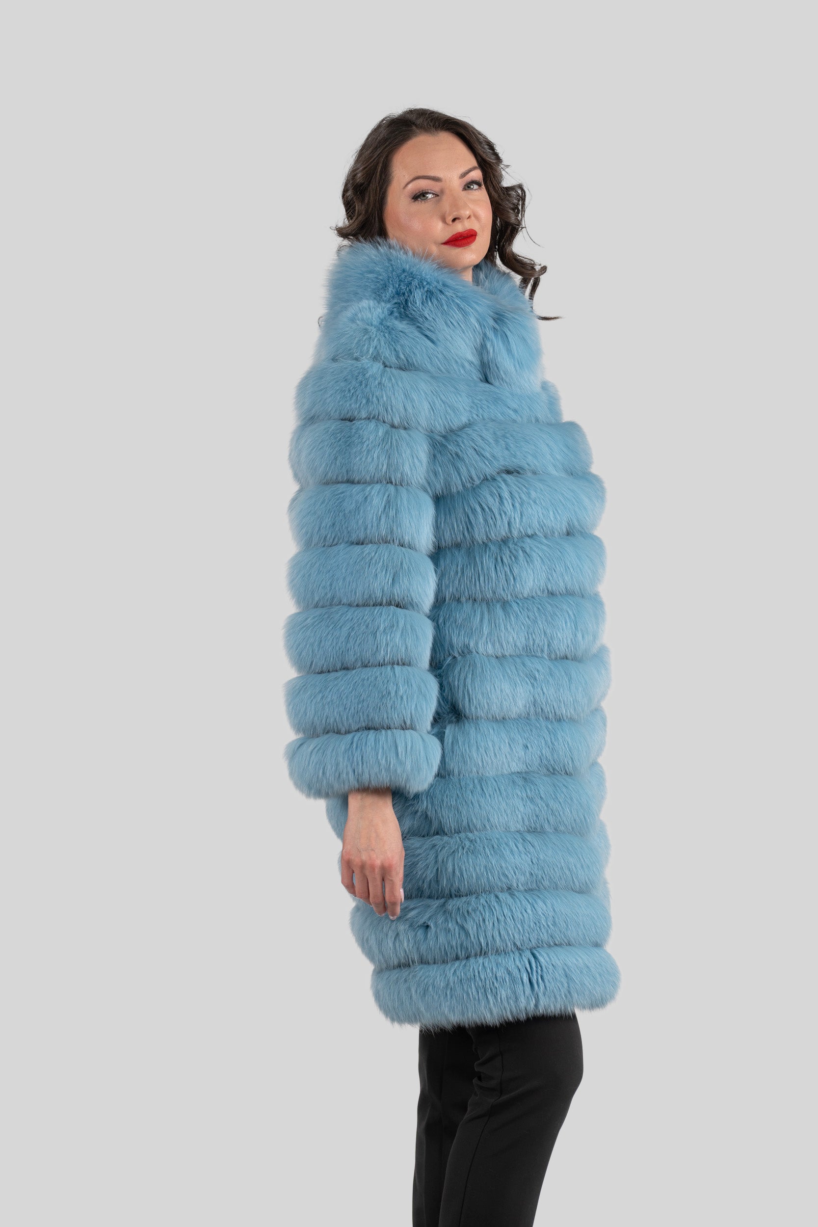Blue Sky Full-Length Fox Fur Coat P/K13C530