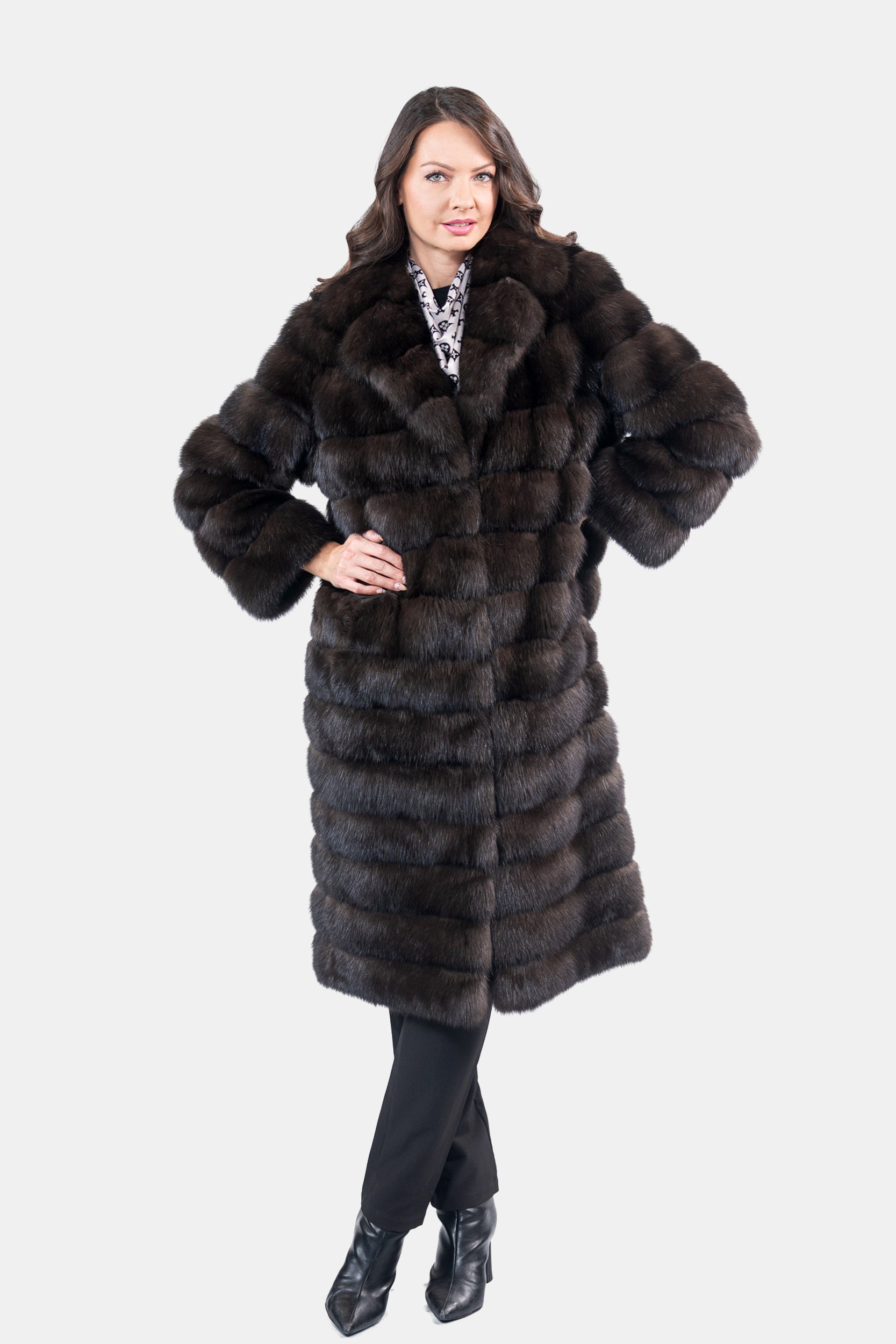 Dark Russian Sable Coat with Notch Collar P/K13c530s20