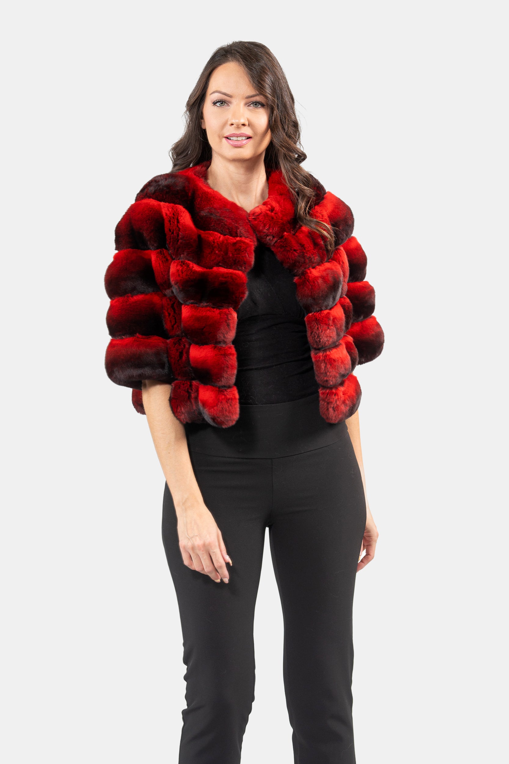 Red Chinchilla Short Jacket P/K16CM643