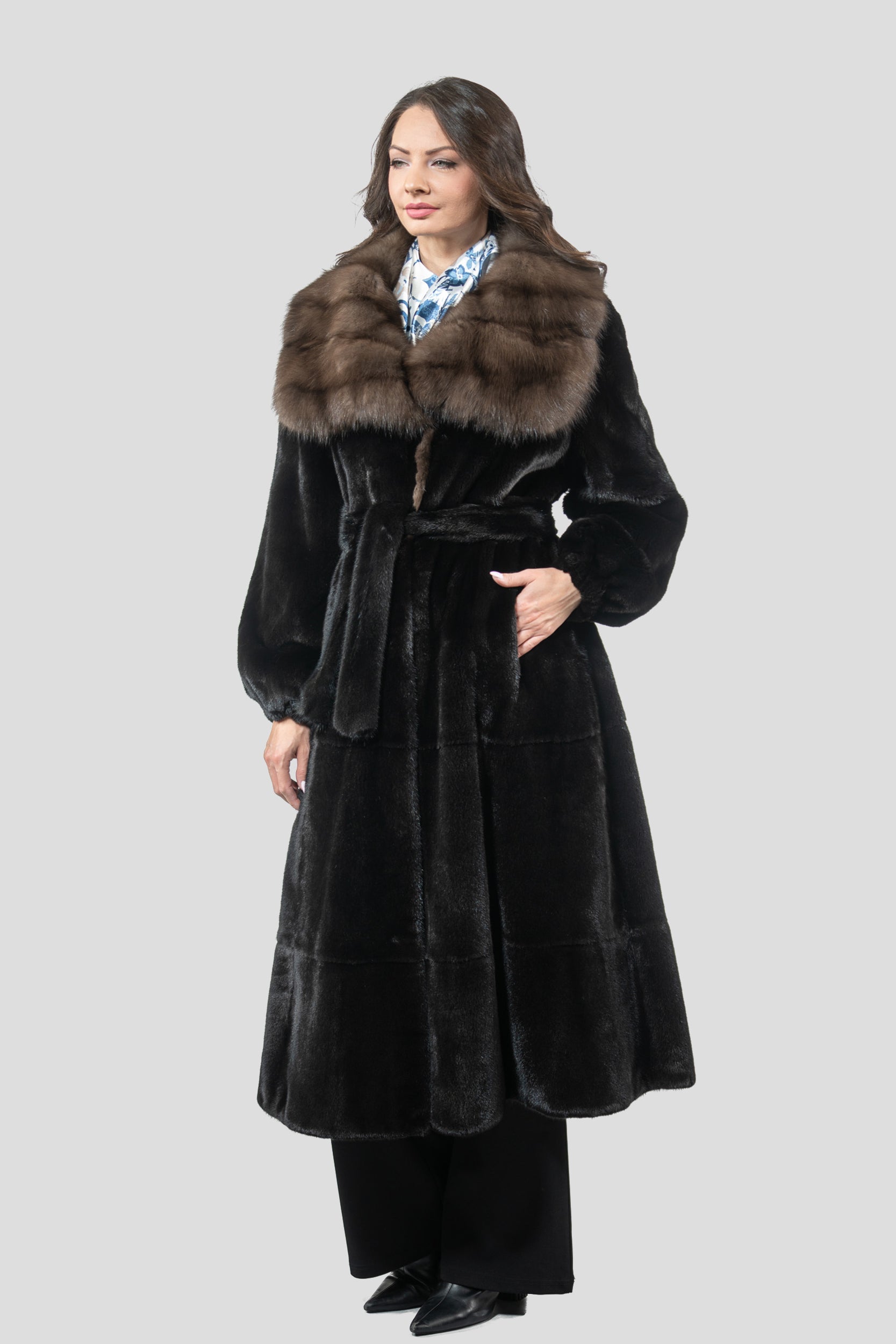 Blackglama Mink Coat with Russian Sable Collar S/S18MPOLINA