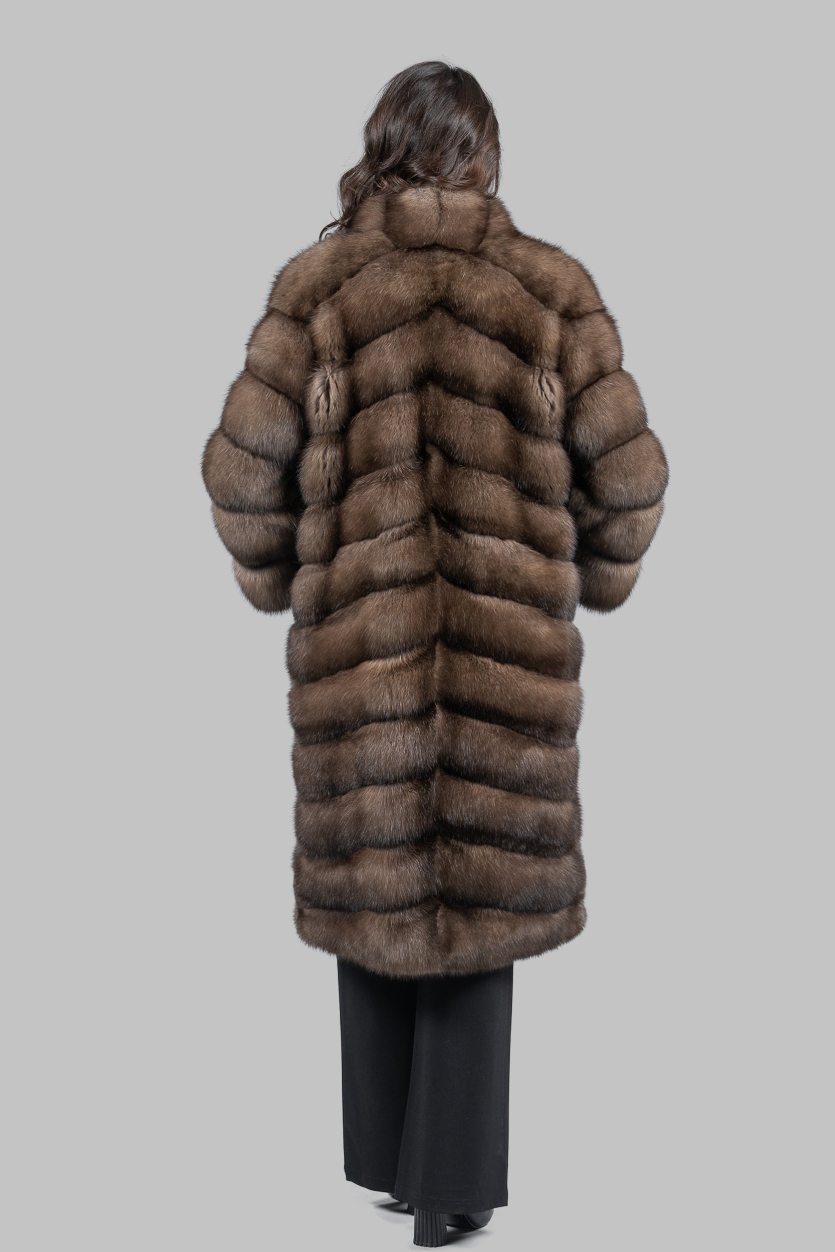 Platino Russian Sable Long Coat with Smoking Collar A/K13C530G8003