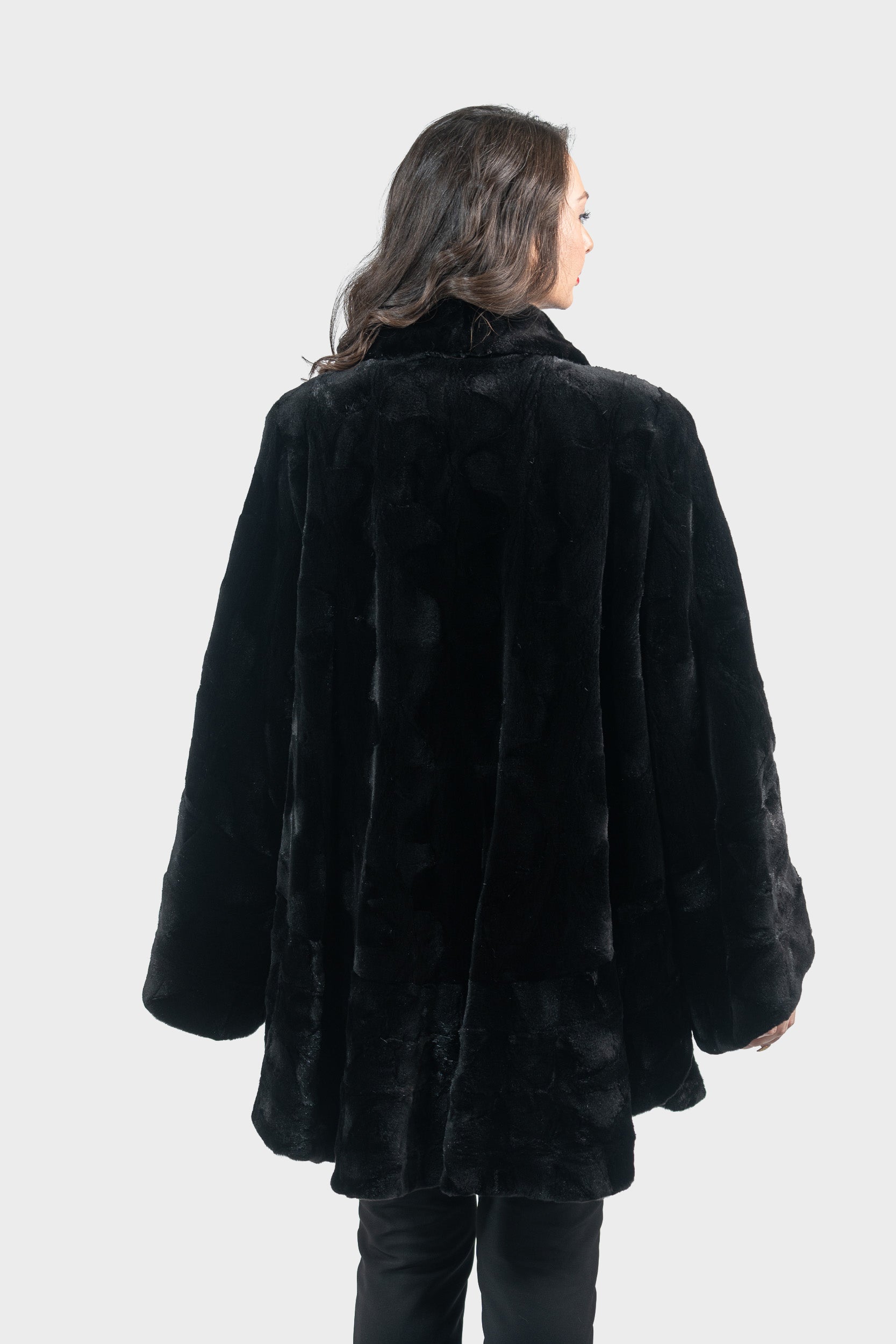 Black Mink Pieced Half Coat 2550