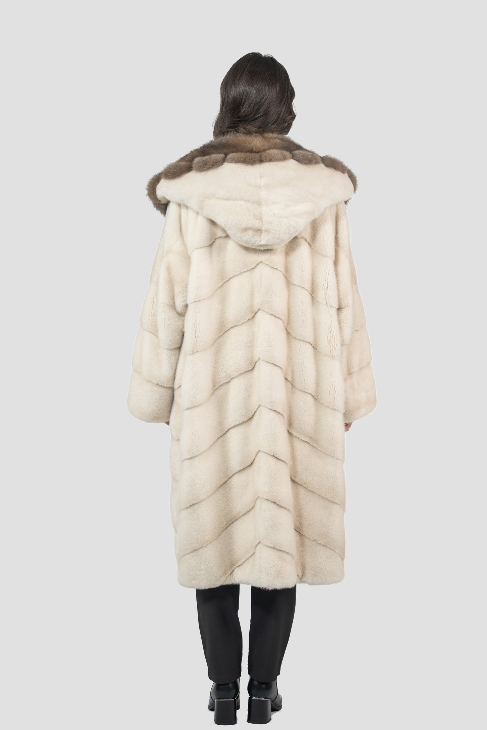 Pearl Mink Coat with Russian Sable Hood A/K13C850