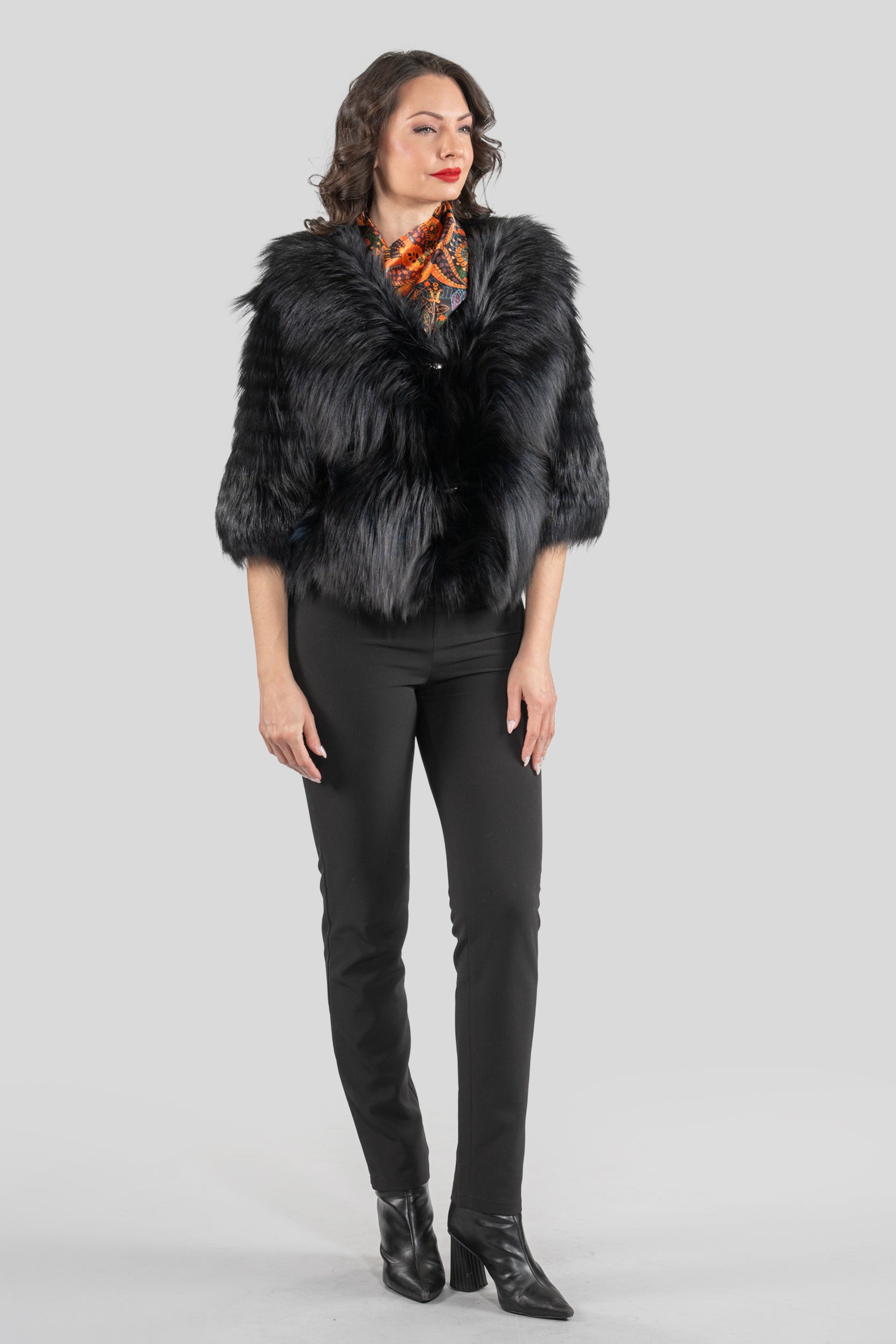 Blue-Black Fox Fur Jacket ML170