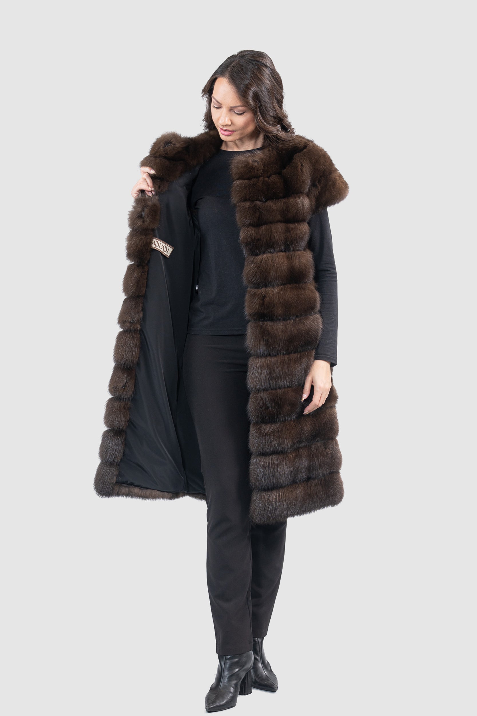 Collarless Dark Russian Sable Vest P/K13C525