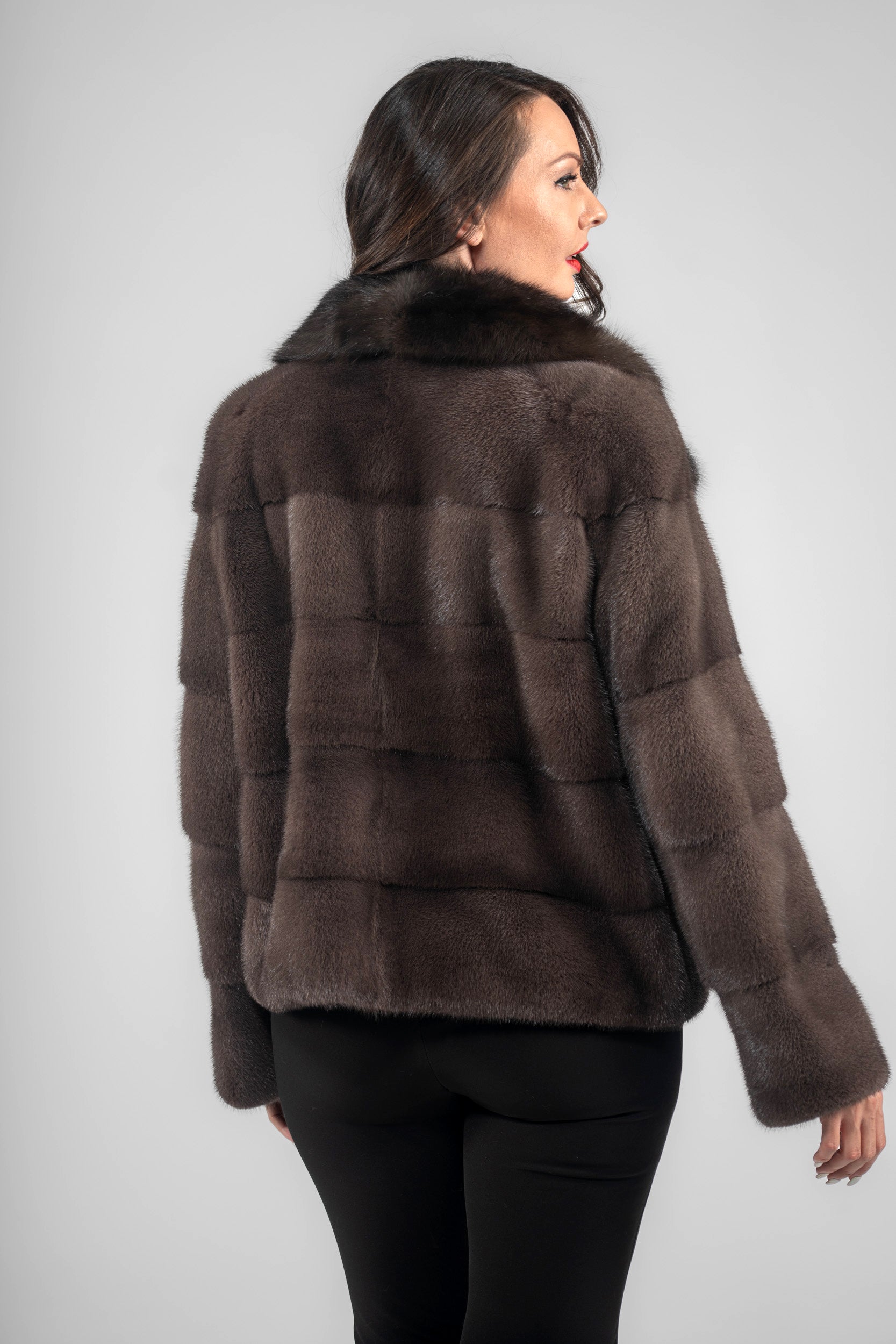 Wood Mink Jacket with Russian Sable Notch Collar P/K13C528S20