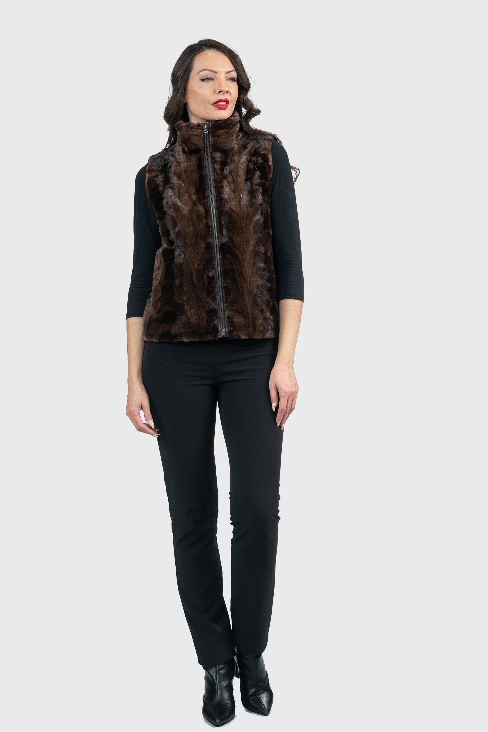 Demi-Brown Mink Pieced Vest 20C21
