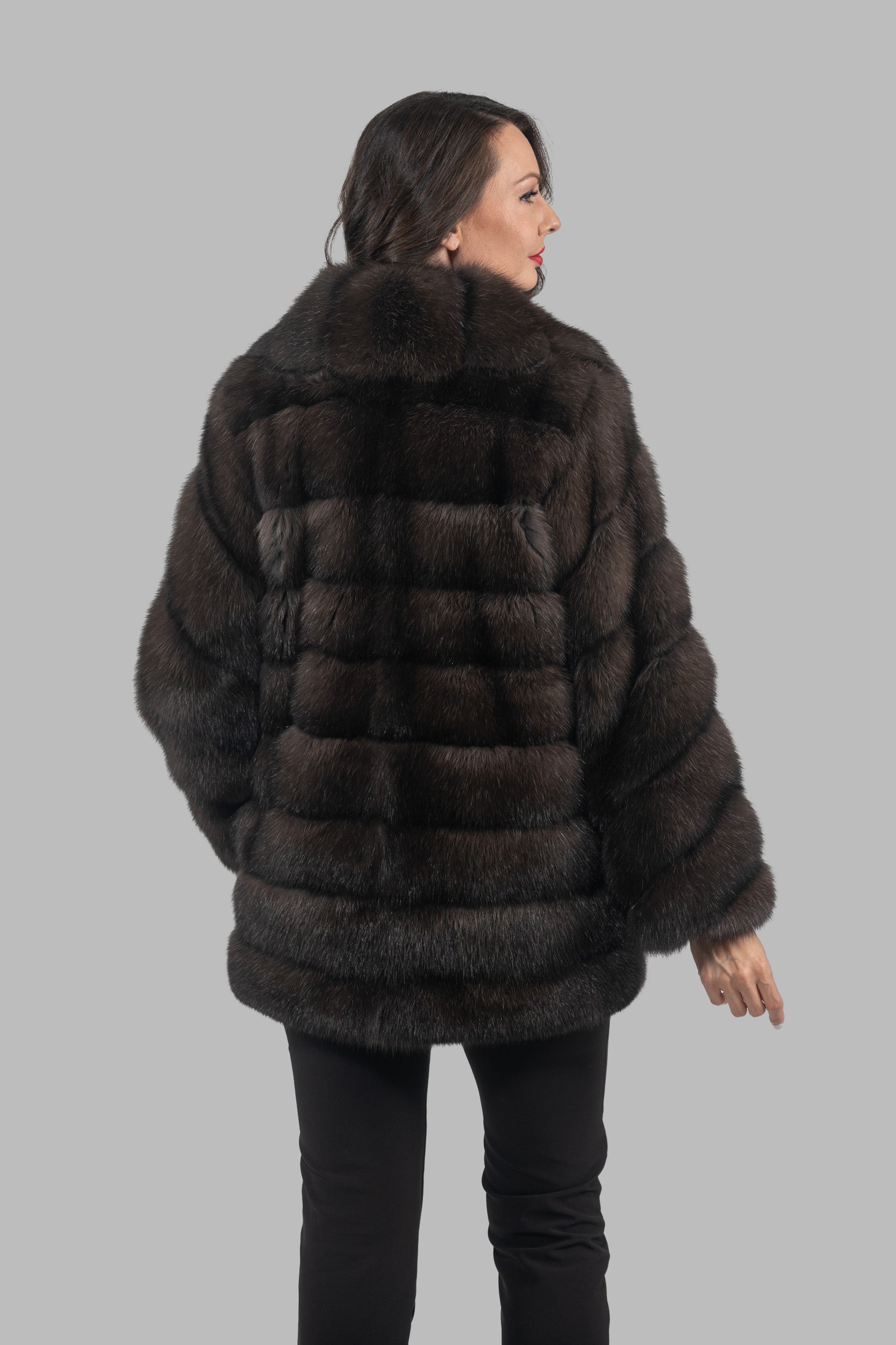 Dark Russian Sable Half Coat with Shawl Collar P/K13C530gC17