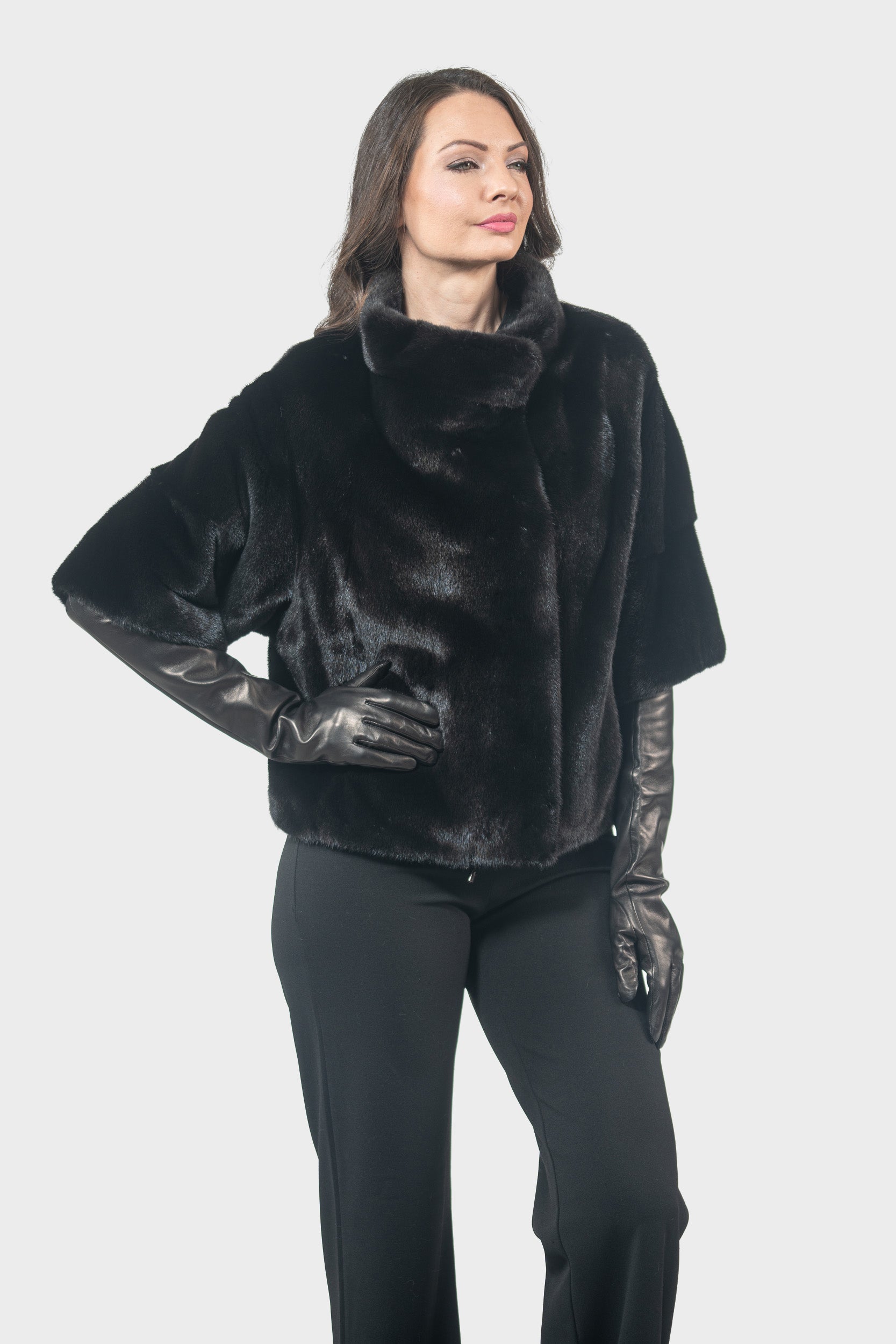 Blackglama Mink Jacket with Short Sleeves L/O13C139