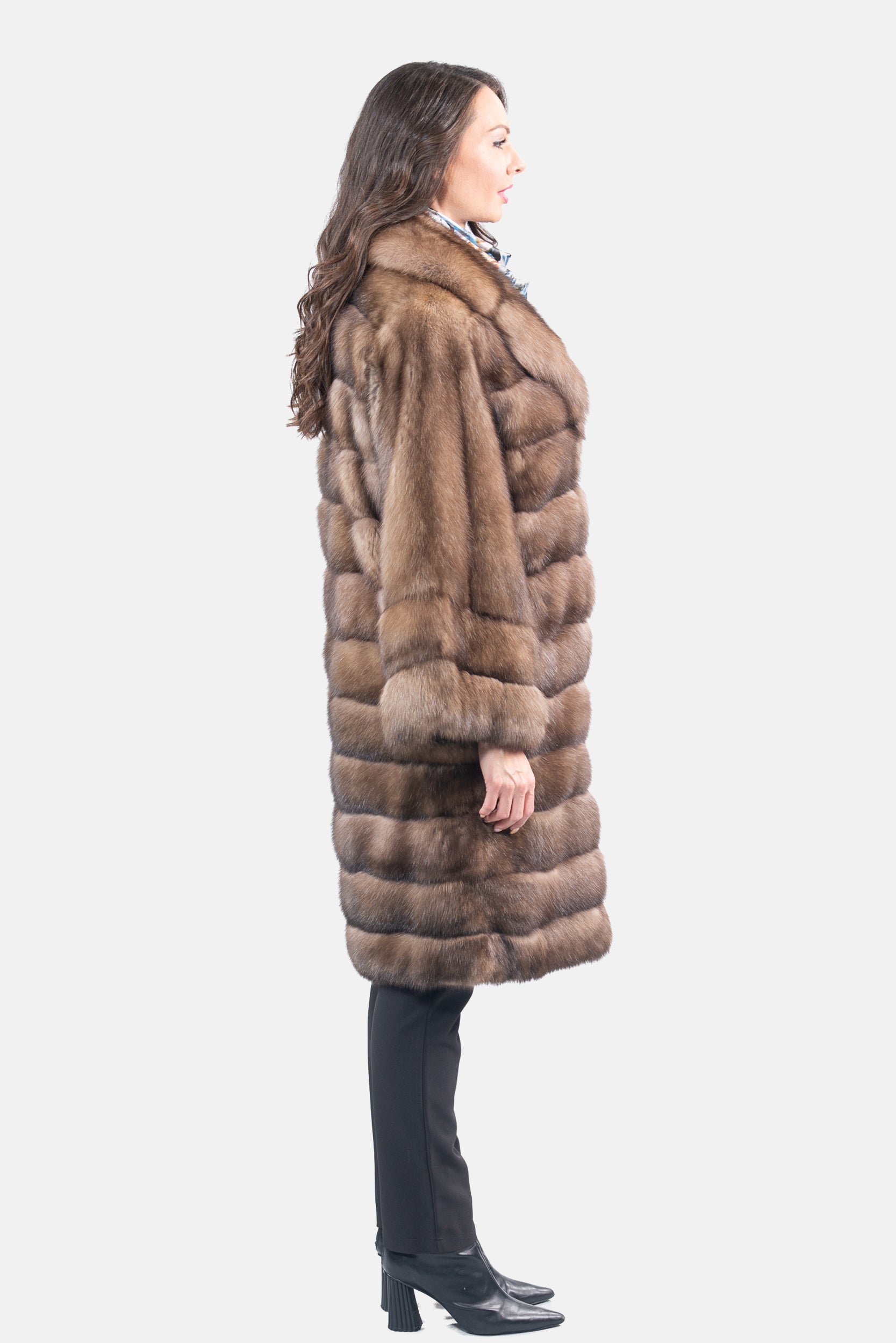 Graphite Russian Sable Coat with Notch Collar and Let Out Sleeves P/K13C530S20V30