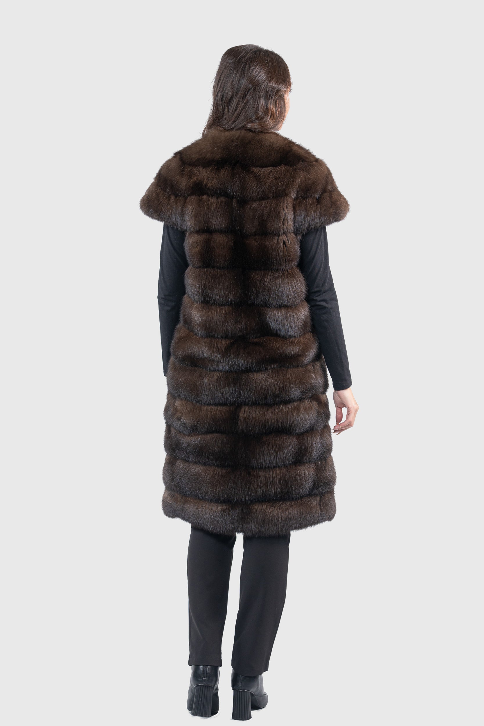 Collarless Dark Russian Sable Vest P/K13C525
