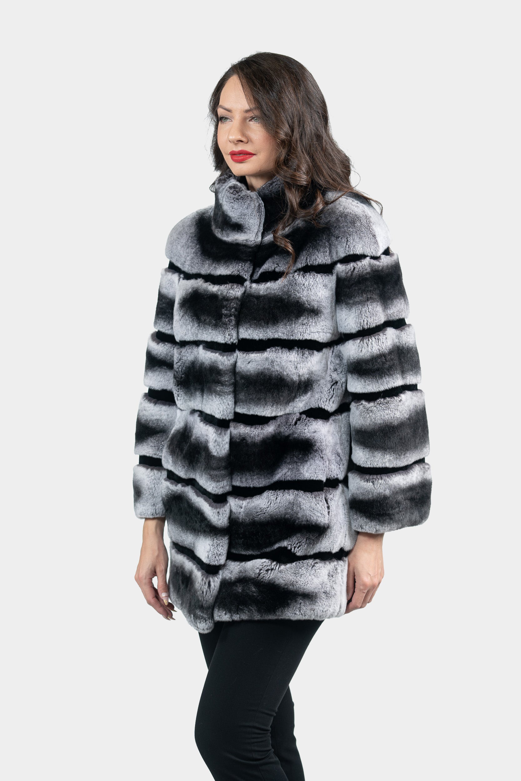 Rex Rabbit Half Coat with Stand Collar 13C530