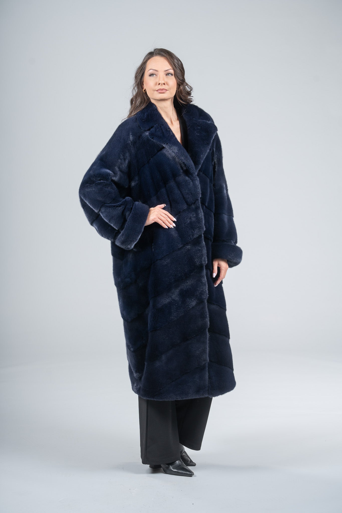 Purple Mink Coat with Notch Collar A/K13C848G034