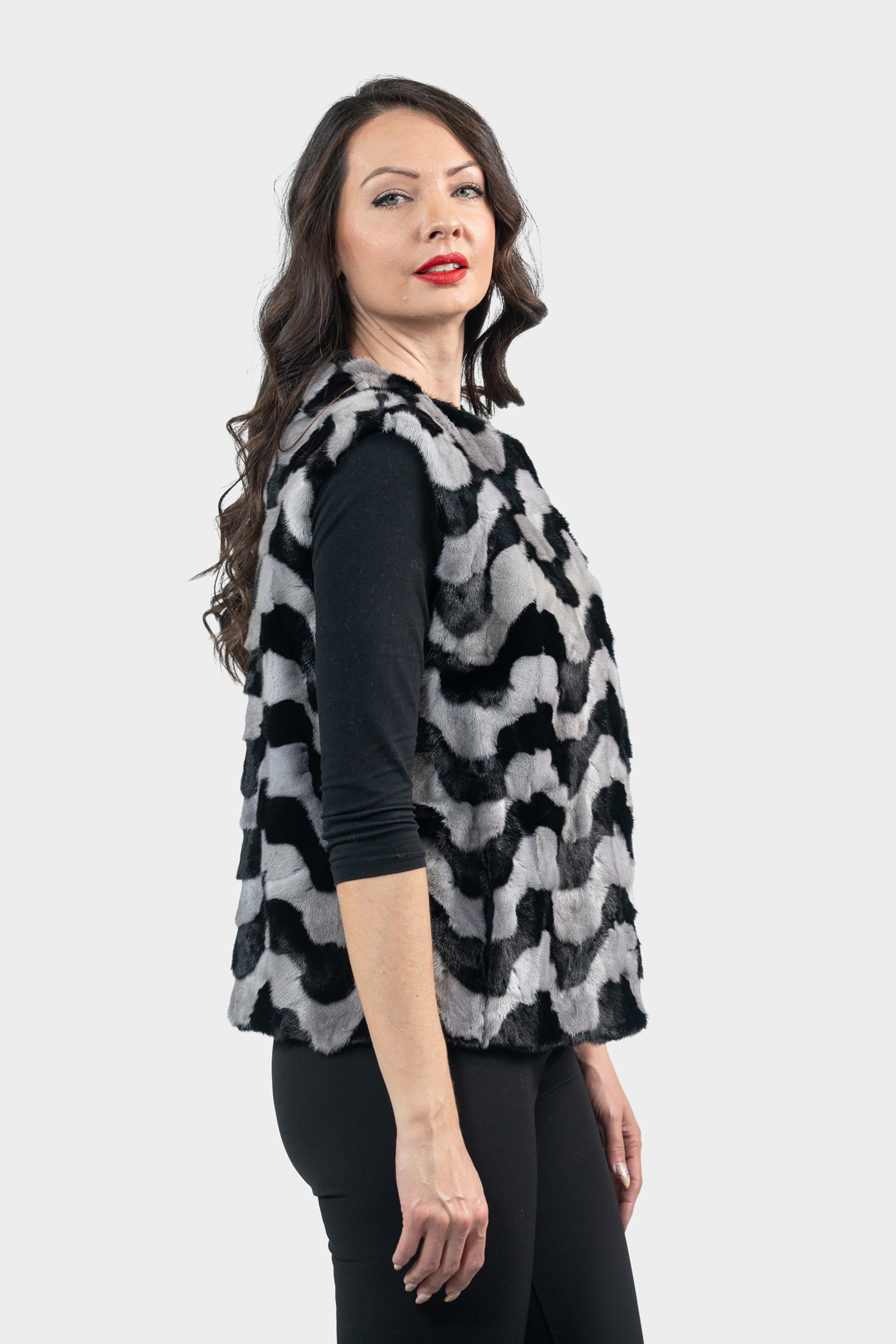 Multicolor Mink Pieced Vest 13C519