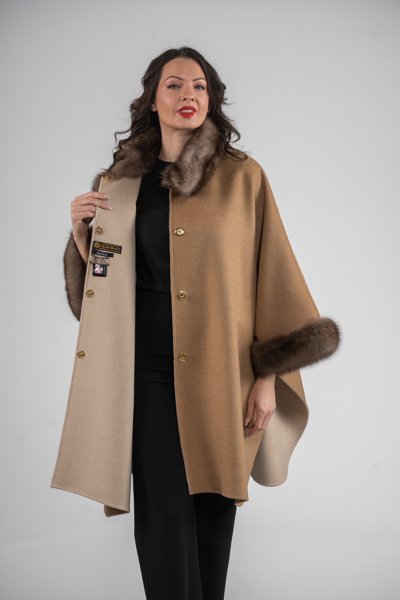 Beige Cashmere Cape with Russian Sable Trim 2005