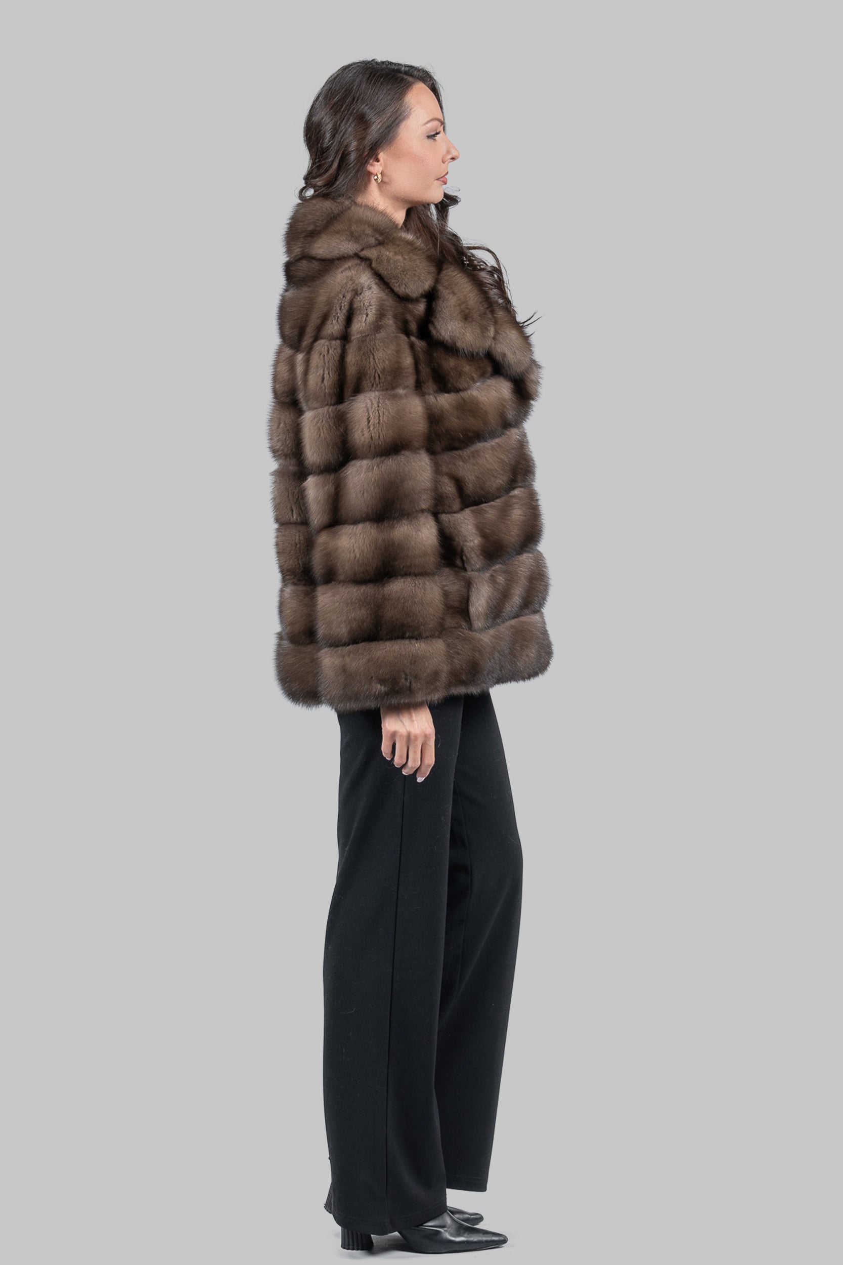 Sable Fur Jacket with Notch Collar P/K13c530s20
