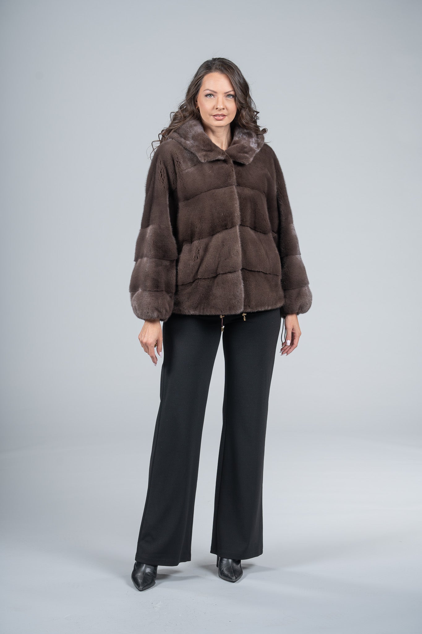 Wood Mink Jacket with Hood A/K13C850H228