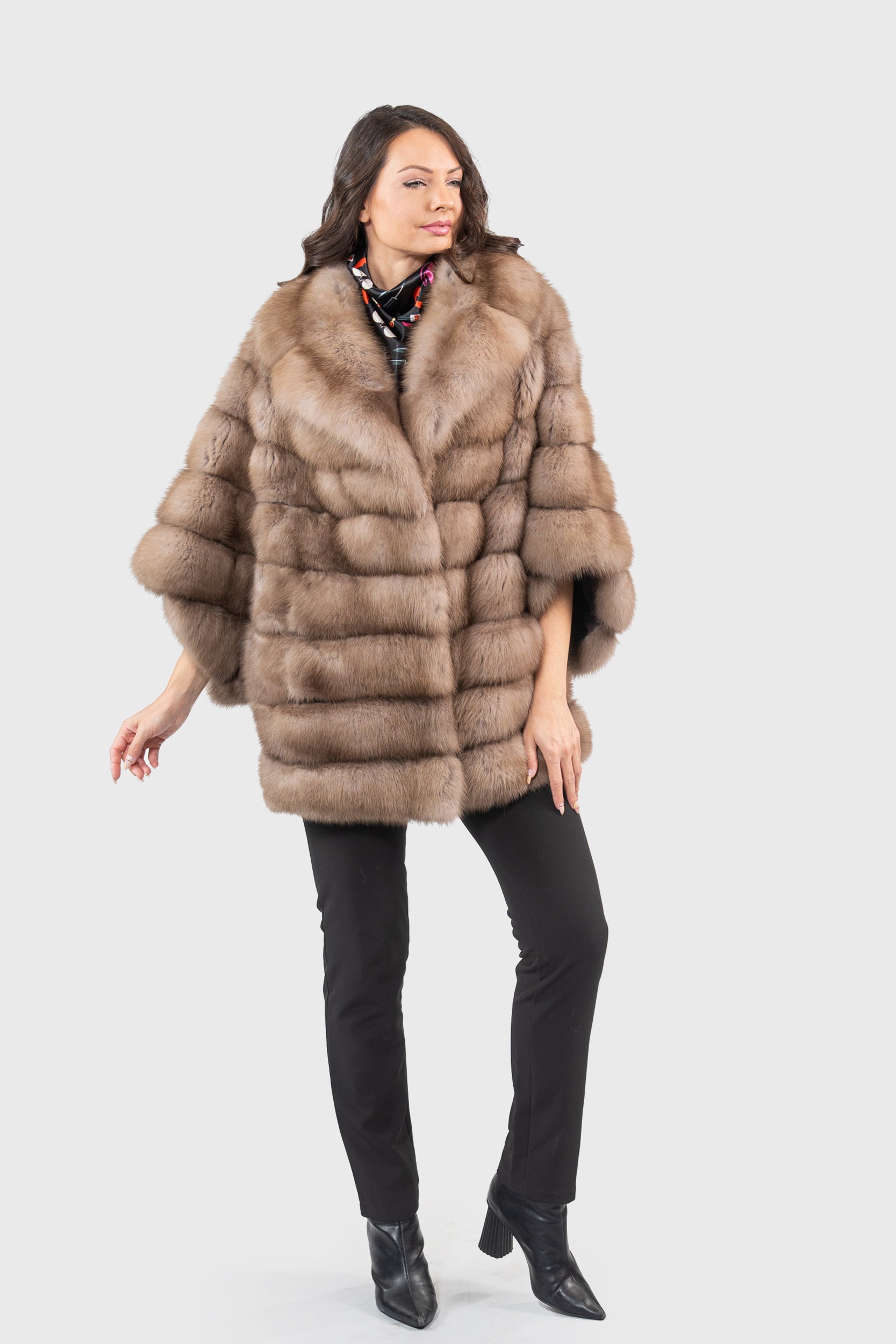 Graphite Baumarten Cape with Notch Collar 929