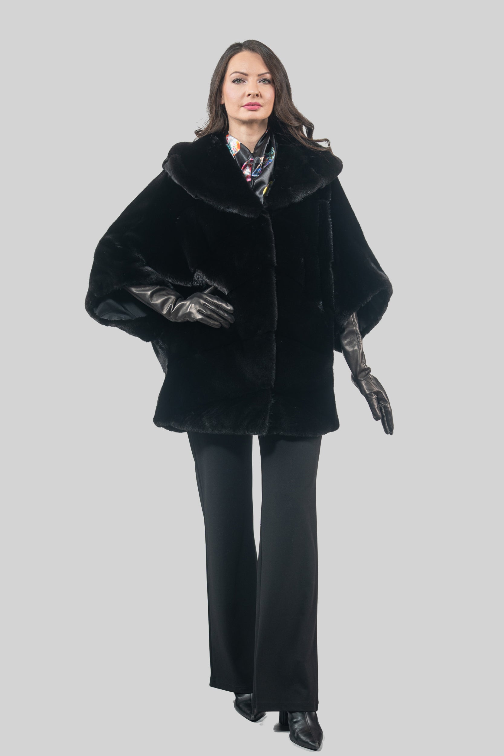 Blackglama Mink Hooded Cape Ρ/Κ13C949H