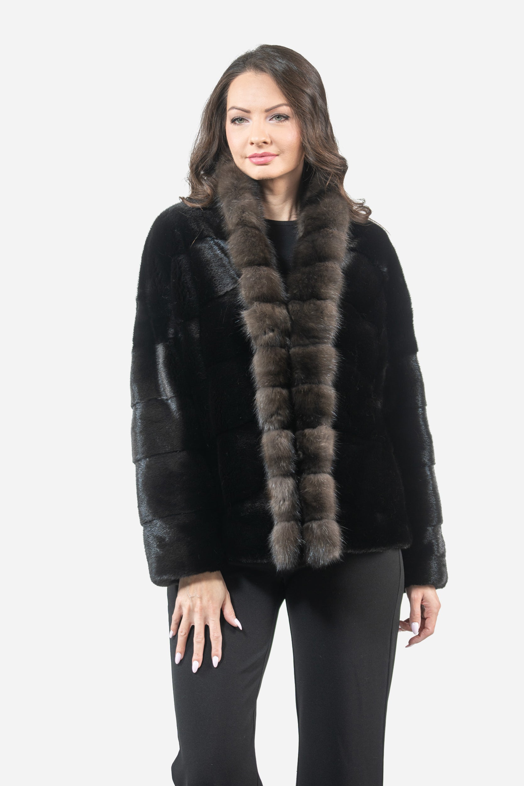Blackglama Mink Jacket with Russian Sable Trim A/K22C15