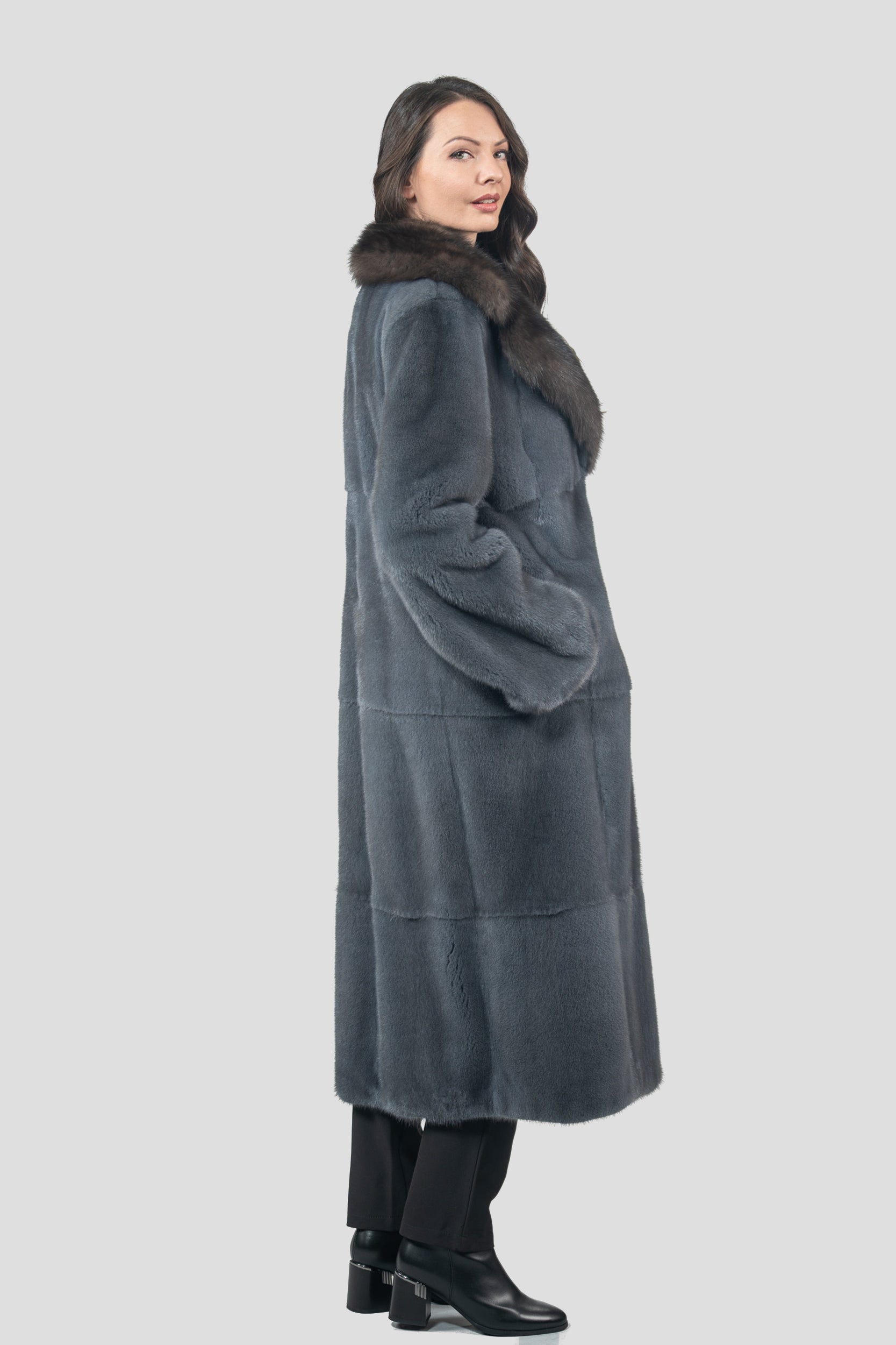 Asphalto Mink Coat with Russian Sable Notch Collar S/S13c530s20