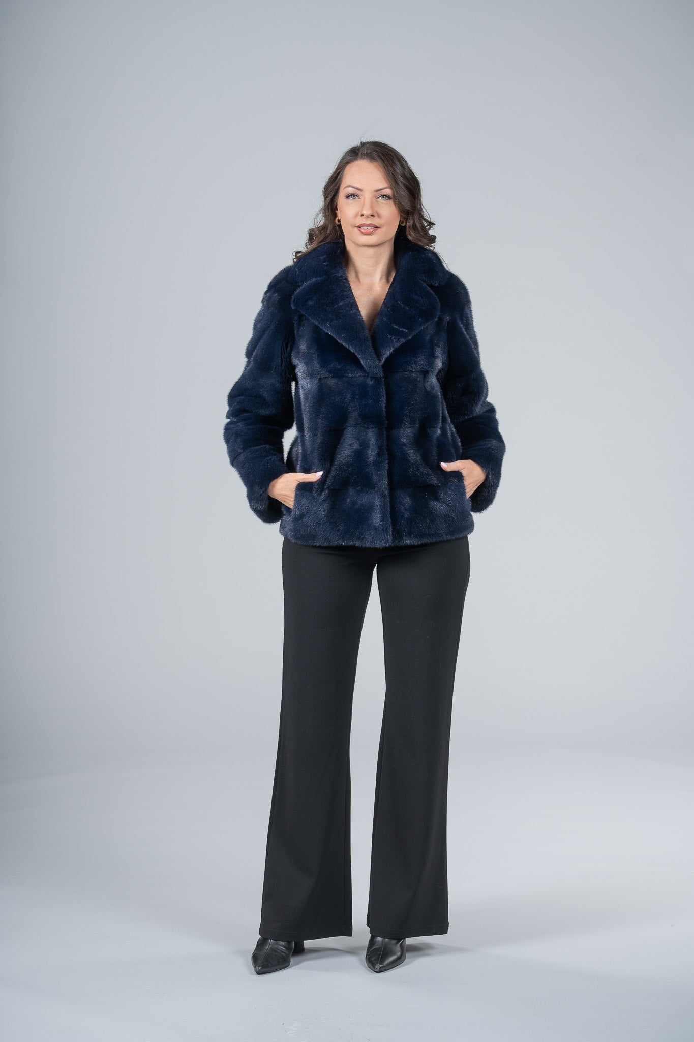 Purple Mink Jacket with Notch Collar P/K13C528G034