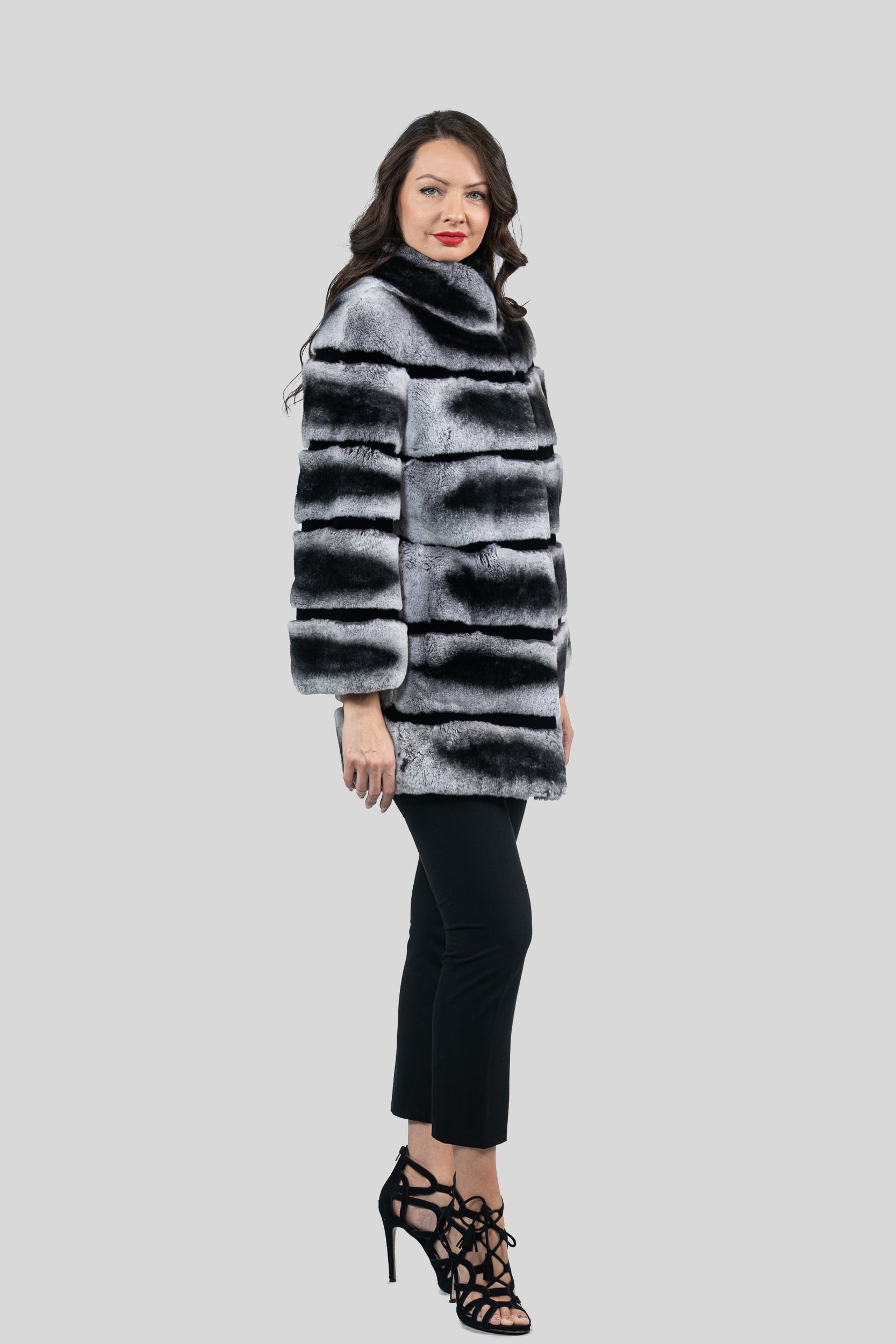 Rex Rabbit Half Coat with Stand Collar 13C530