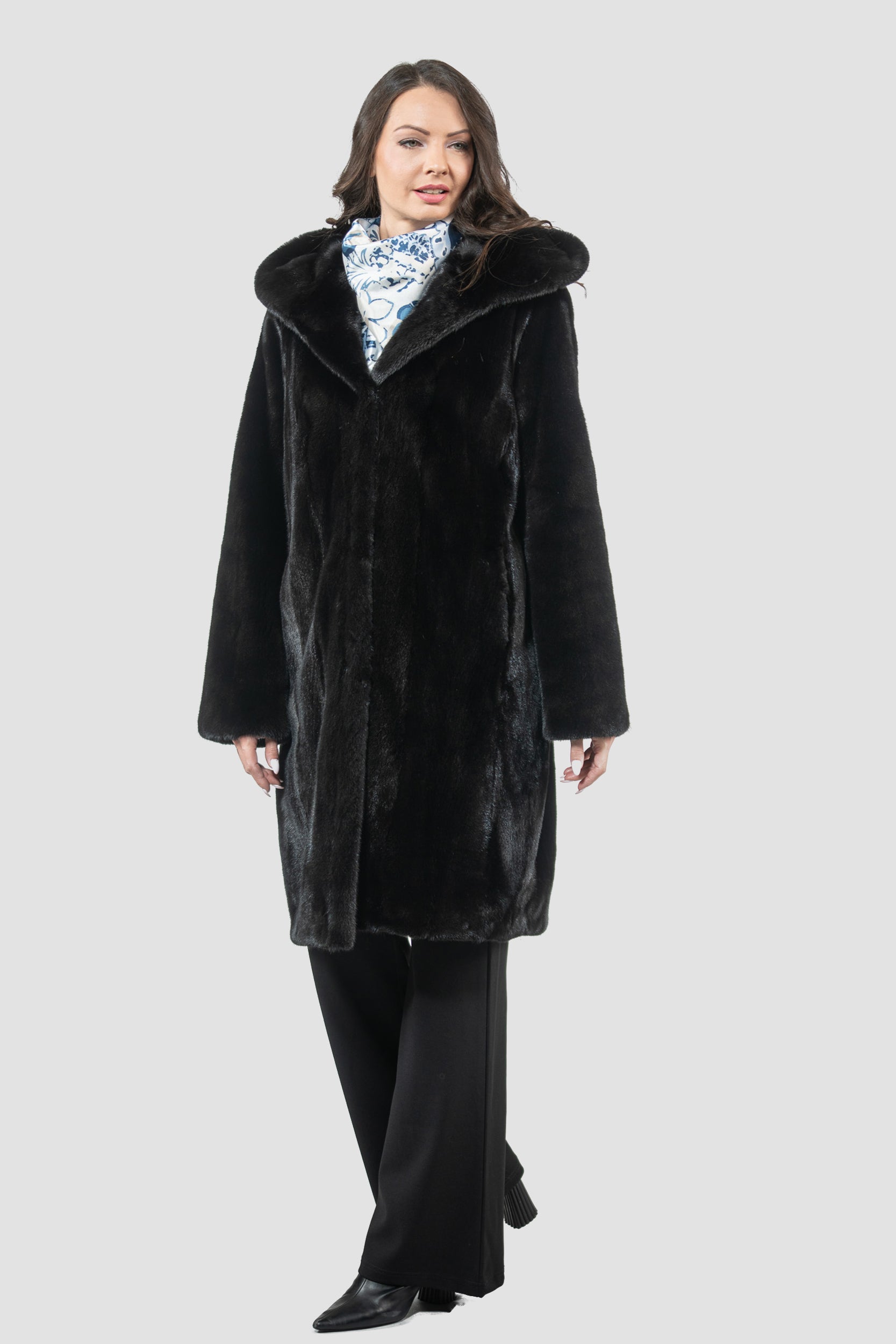 Blackgalama Mink Hooded Half Coat L/O13C561