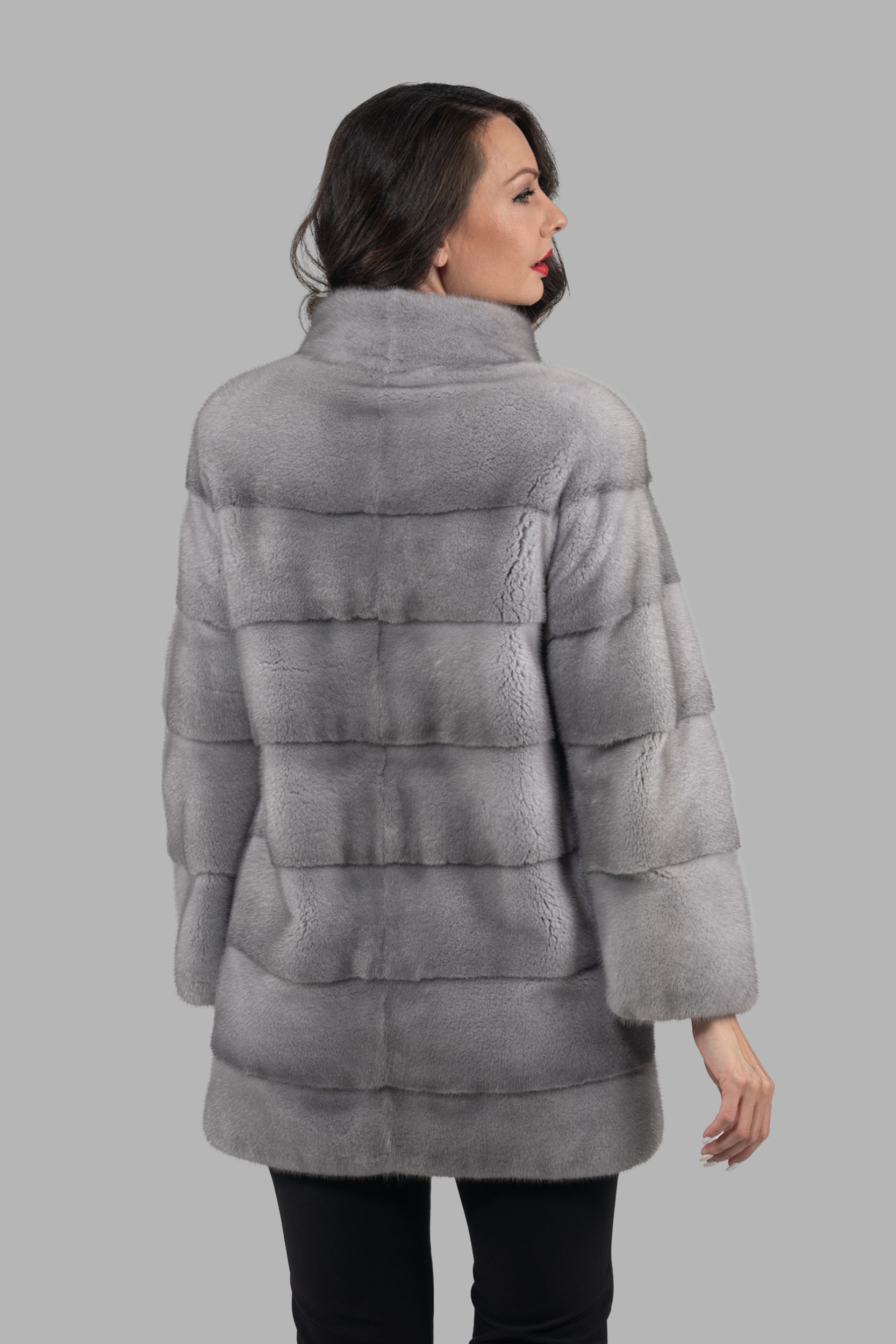 Sapphire Mink Half Coat with Stand Collar P/K13C530