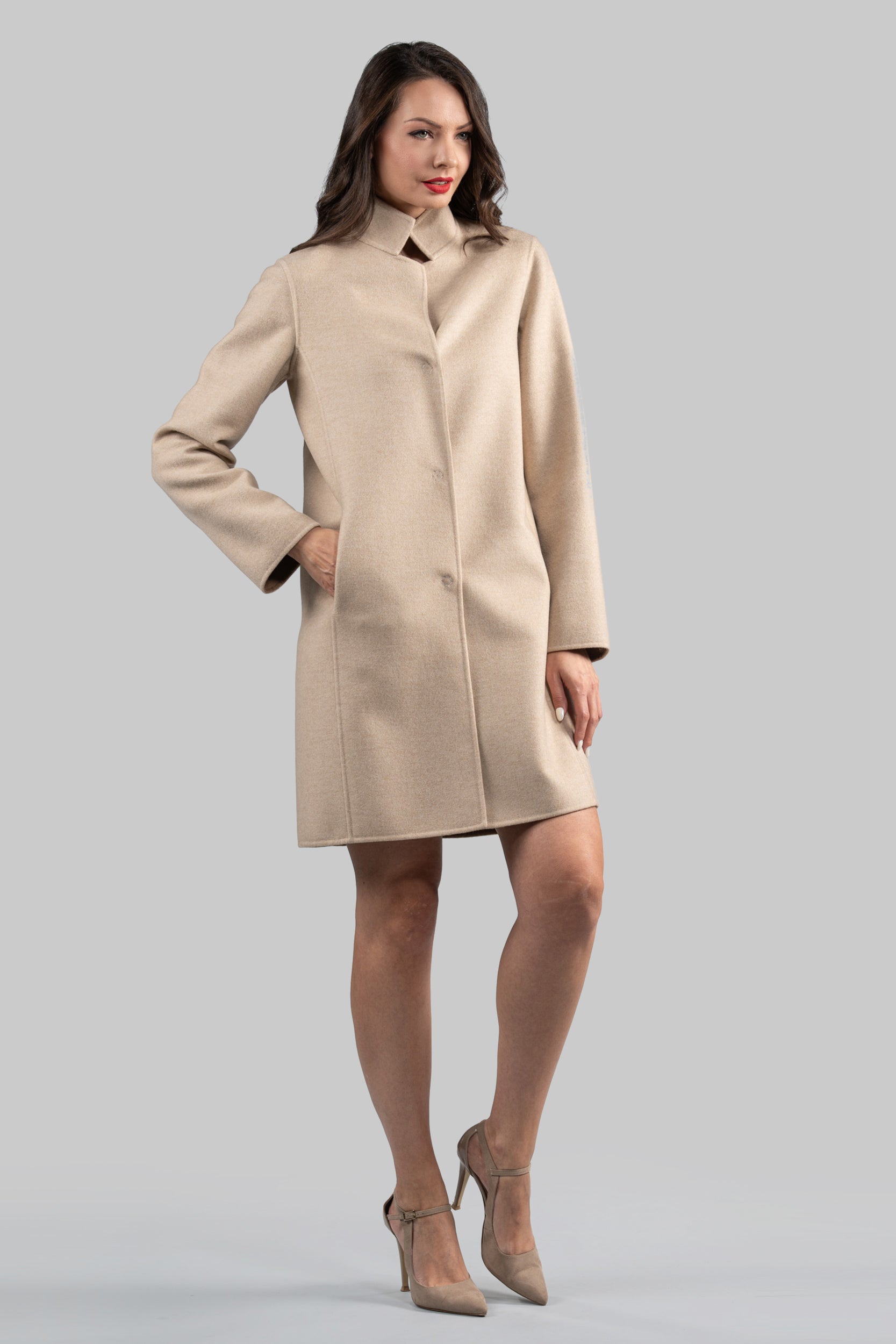 Ecru Cashmere Half Coat 17C8003