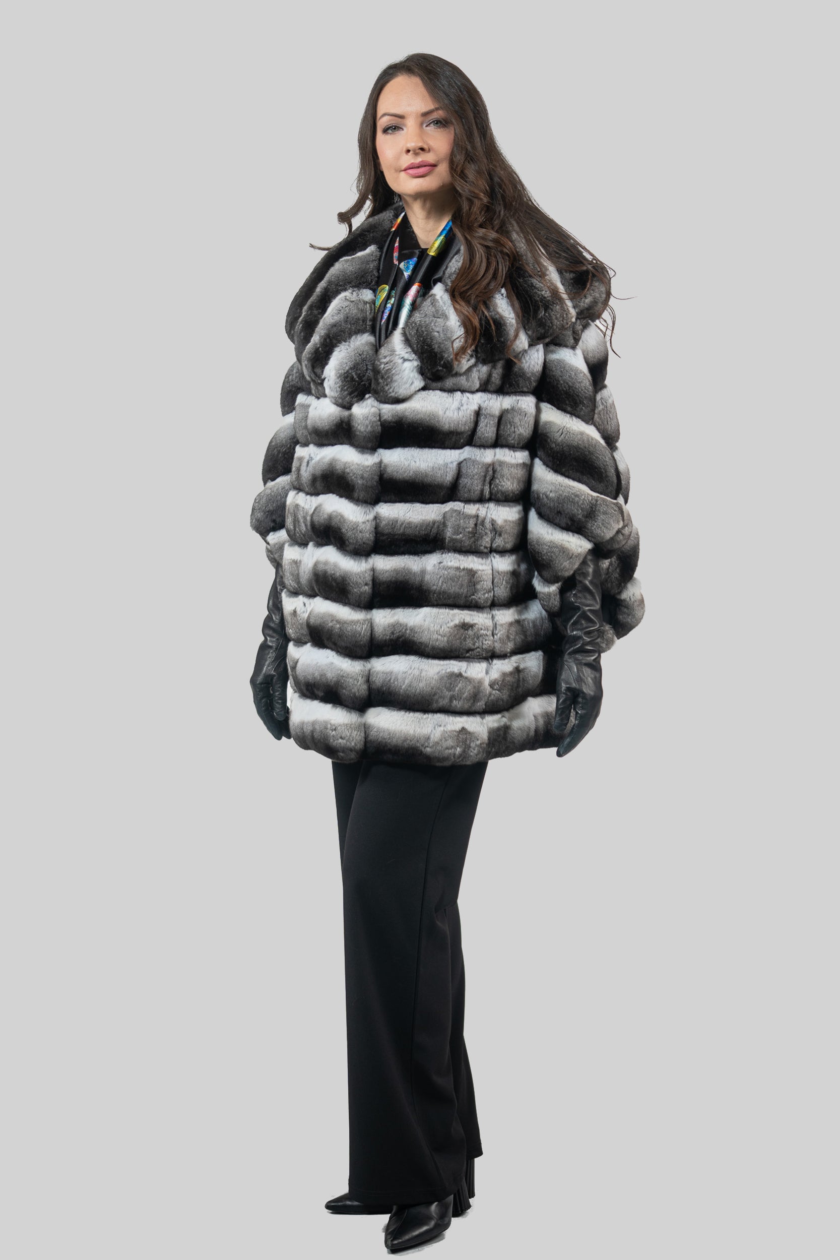 Chinchilla Hooded Cape P/K13C949