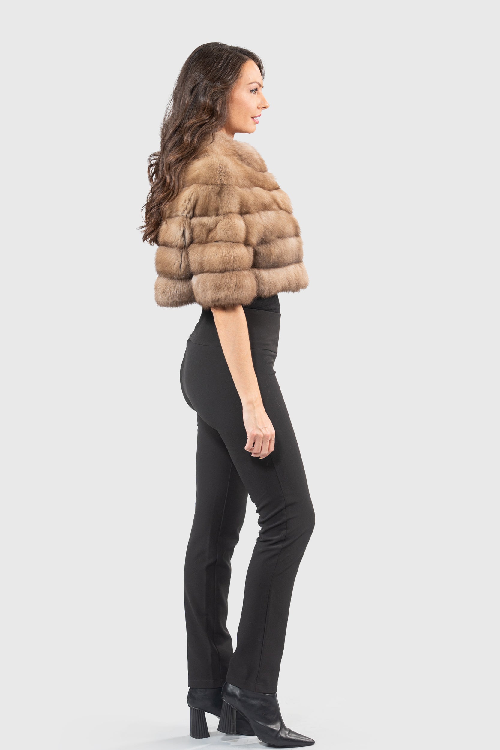 Graphite Russian Sable Short Jacket P/K16CM643