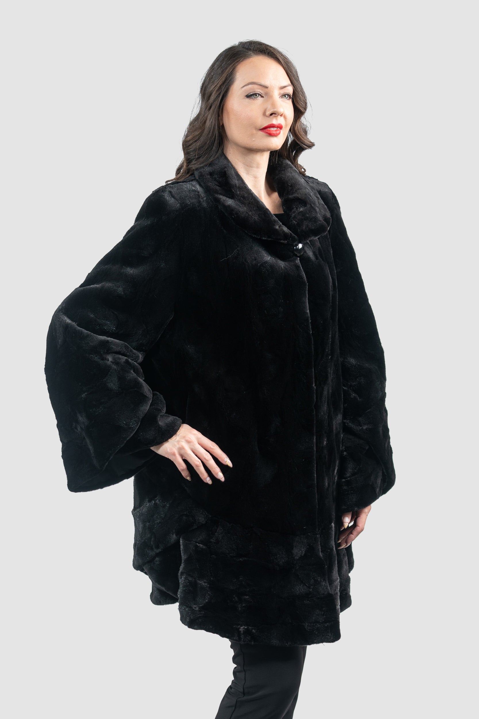 Black Mink Pieced Half Coat 2550