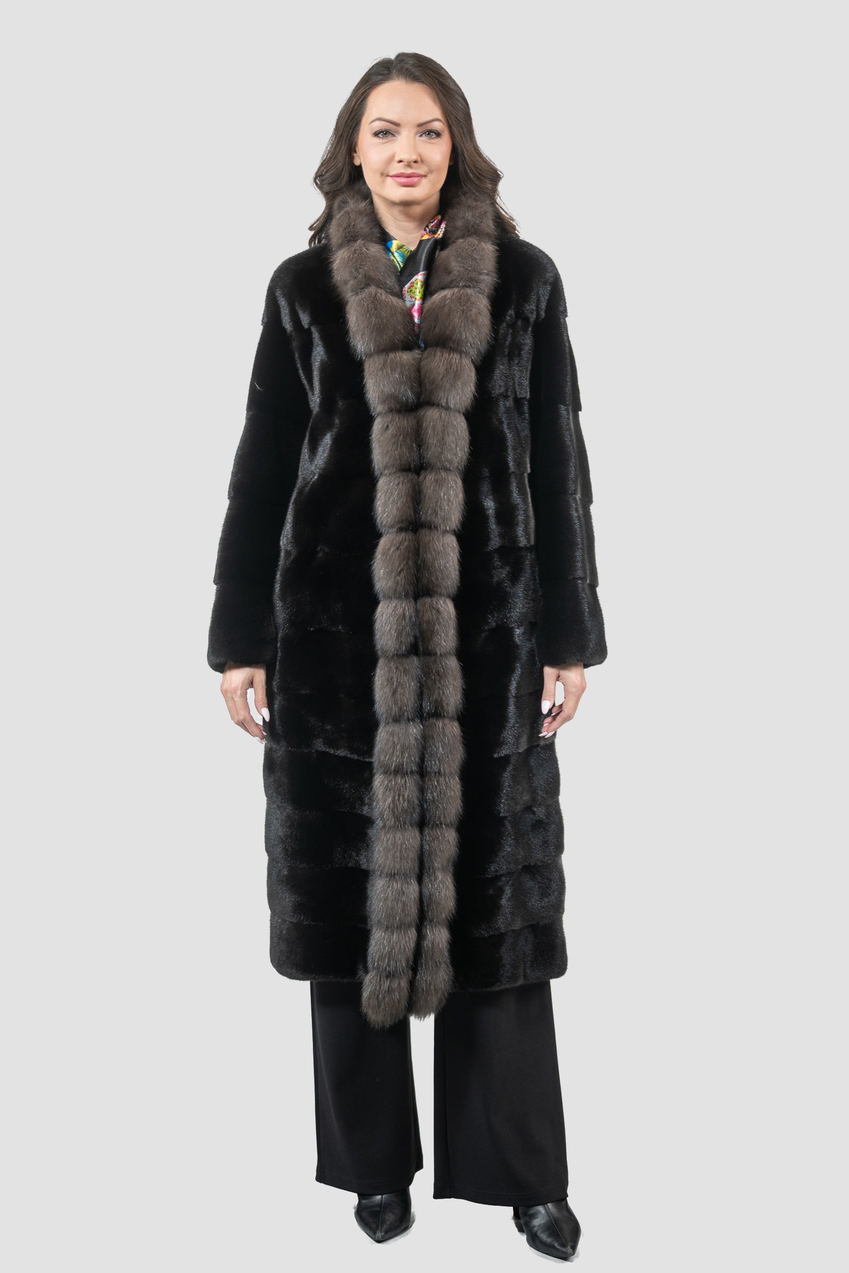 Blackglama Mink Coat With Russian Sable Trim P/K22C68