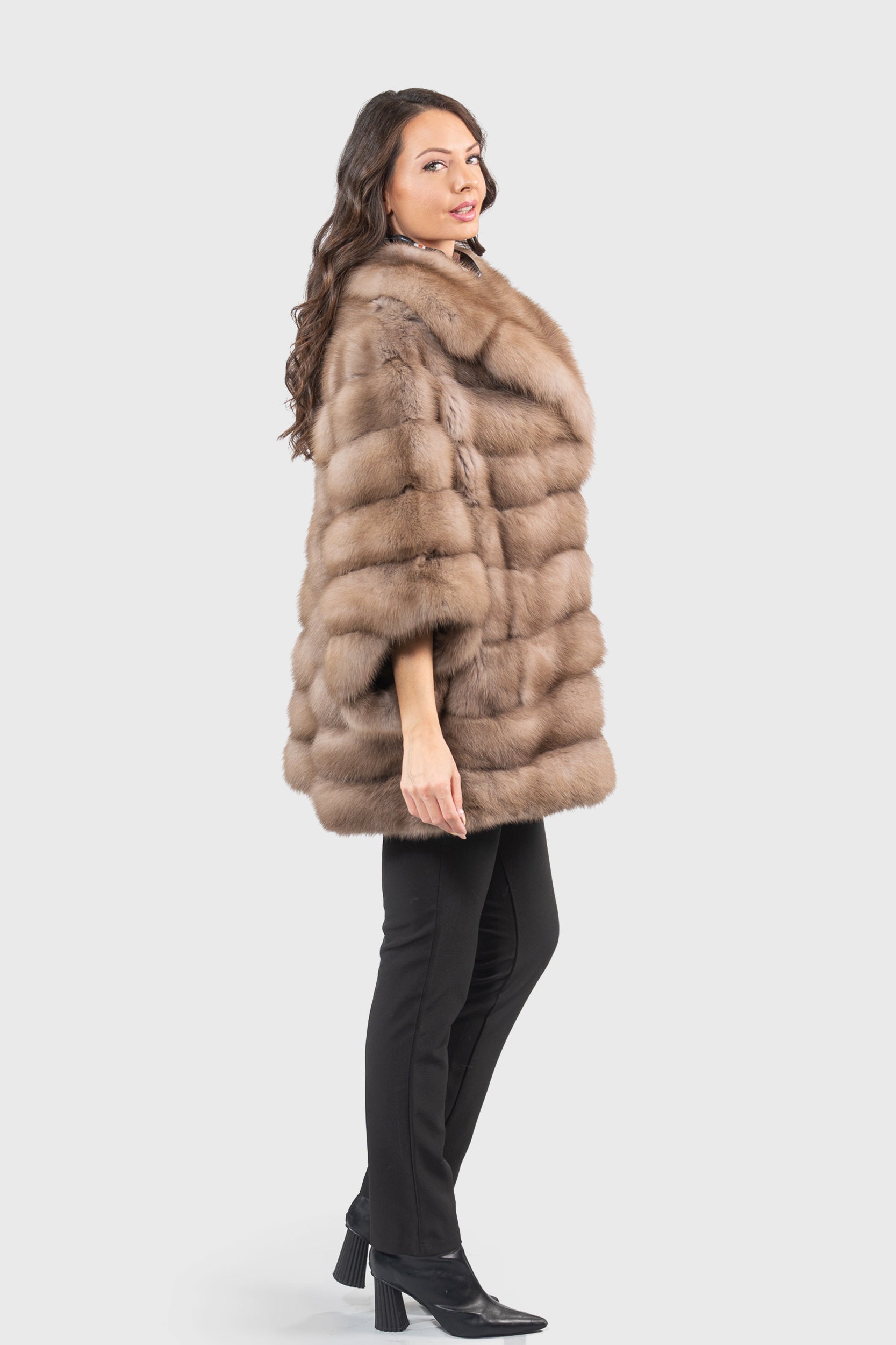 Graphite Baumarten Cape with Notch Collar 929