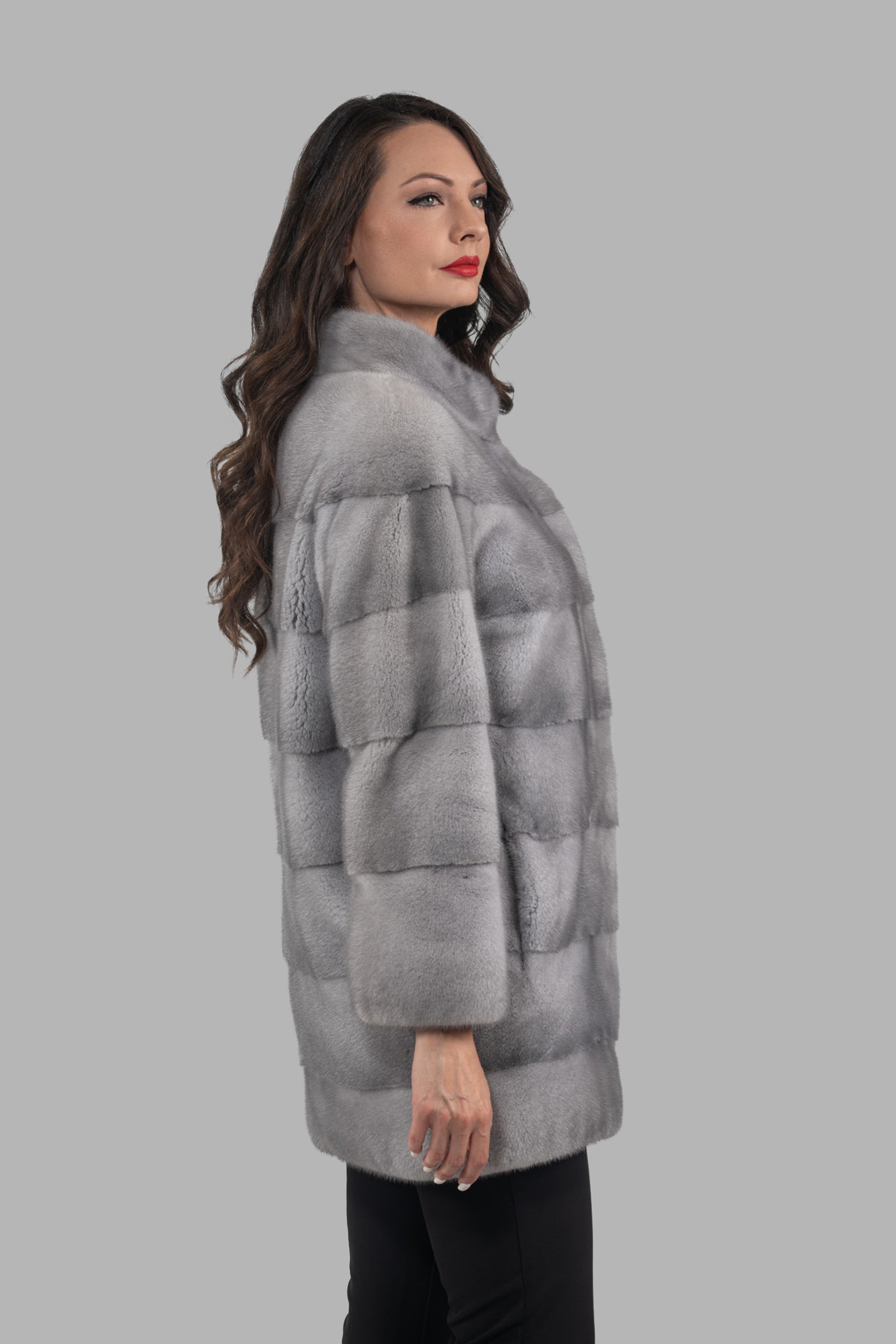Sapphire Mink Half Coat with Stand Collar P/K13C530