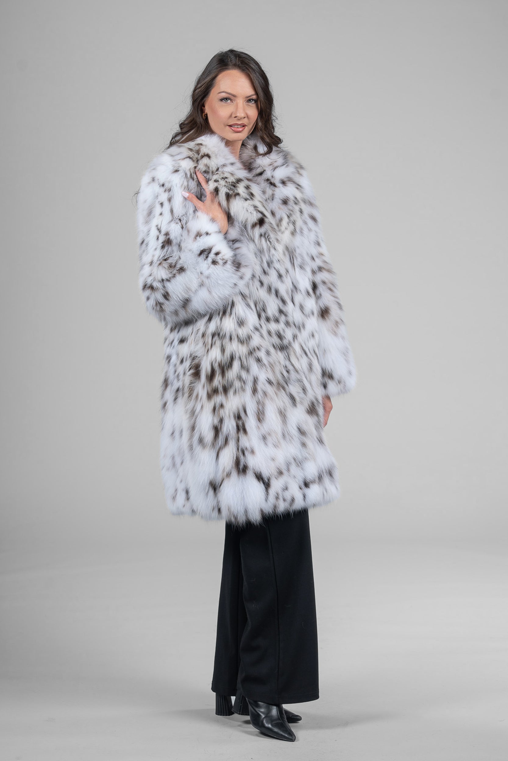 White Lynx Half Coat L/O13C976