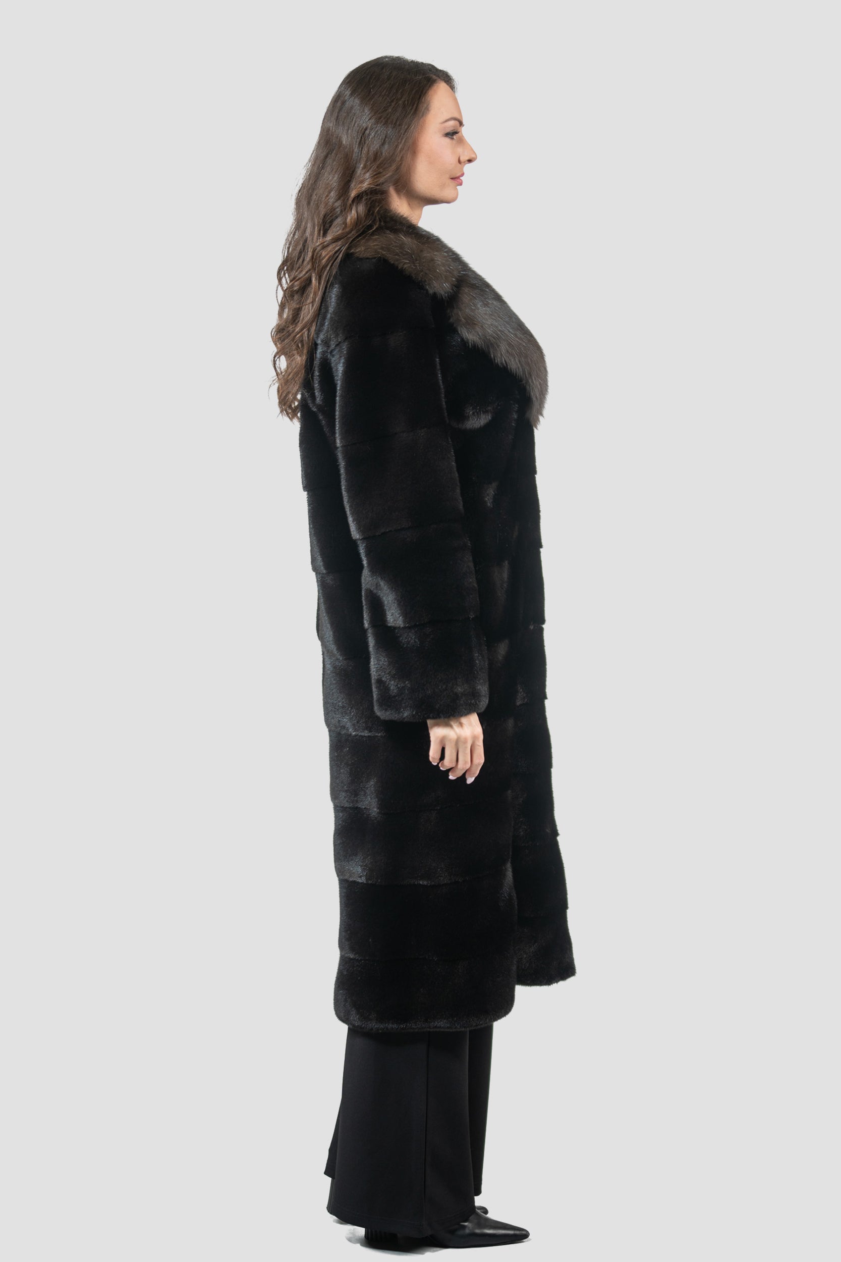 Blackglama Mink Half Coat With Russian Sable Notch Collar P/K13c530s20
