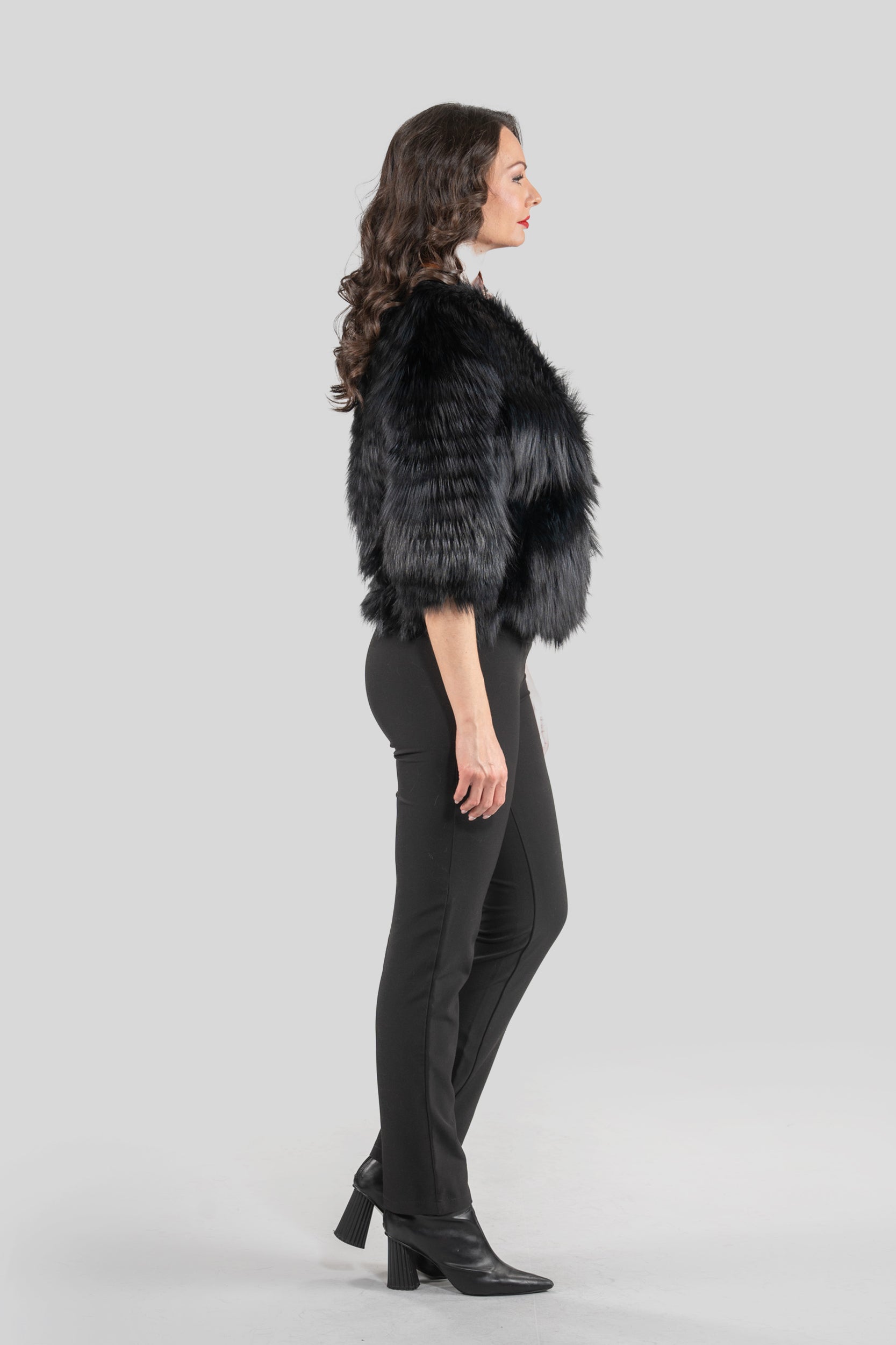 Blue-Black Fox Fur Jacket ML170