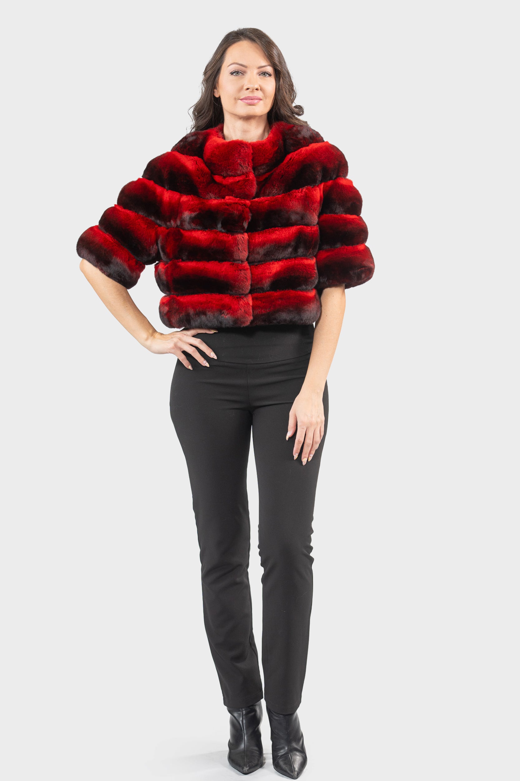 Red Chinchilla Short Jacket P/K16CM643