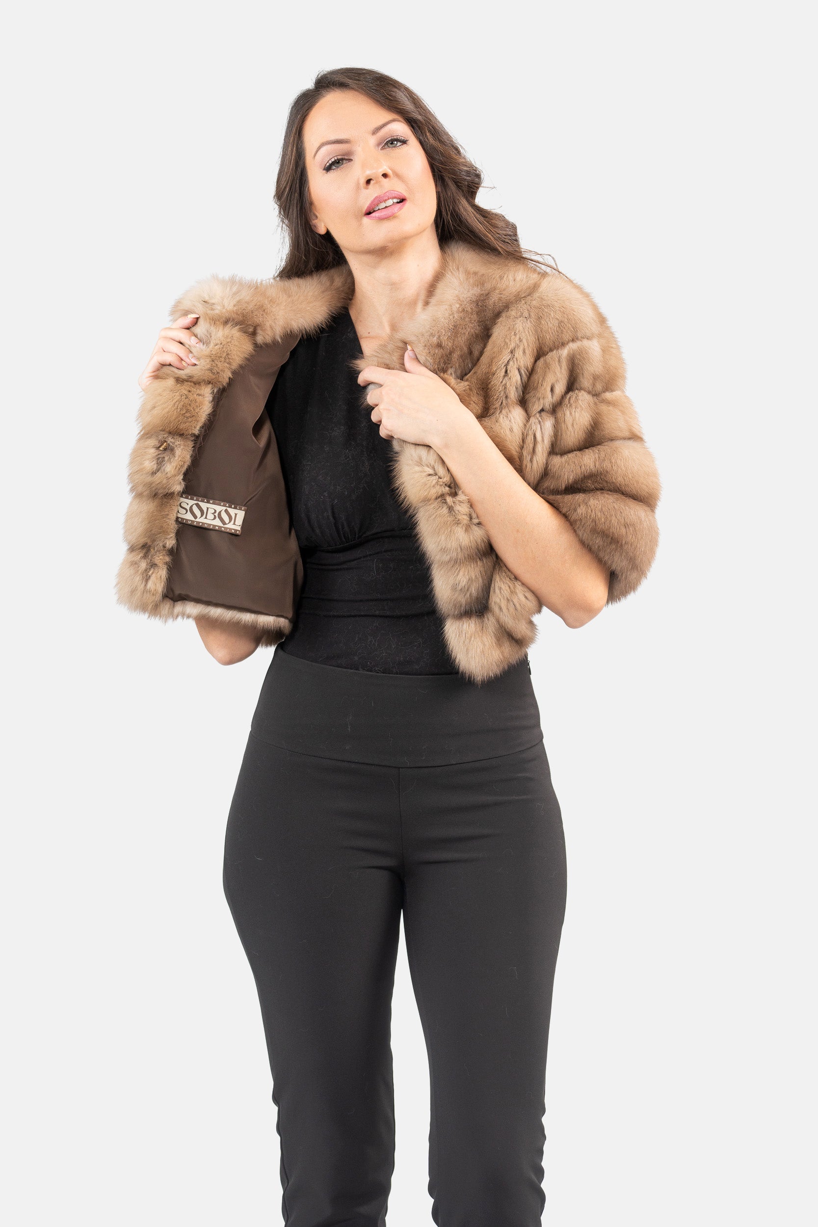 Graphite Russian Sable Short Jacket P/K16CM643