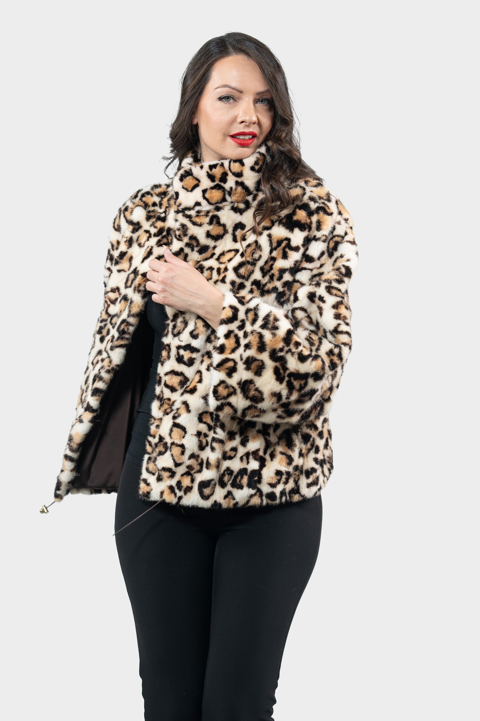 Leopard Mink Pieced Jacket 13C138